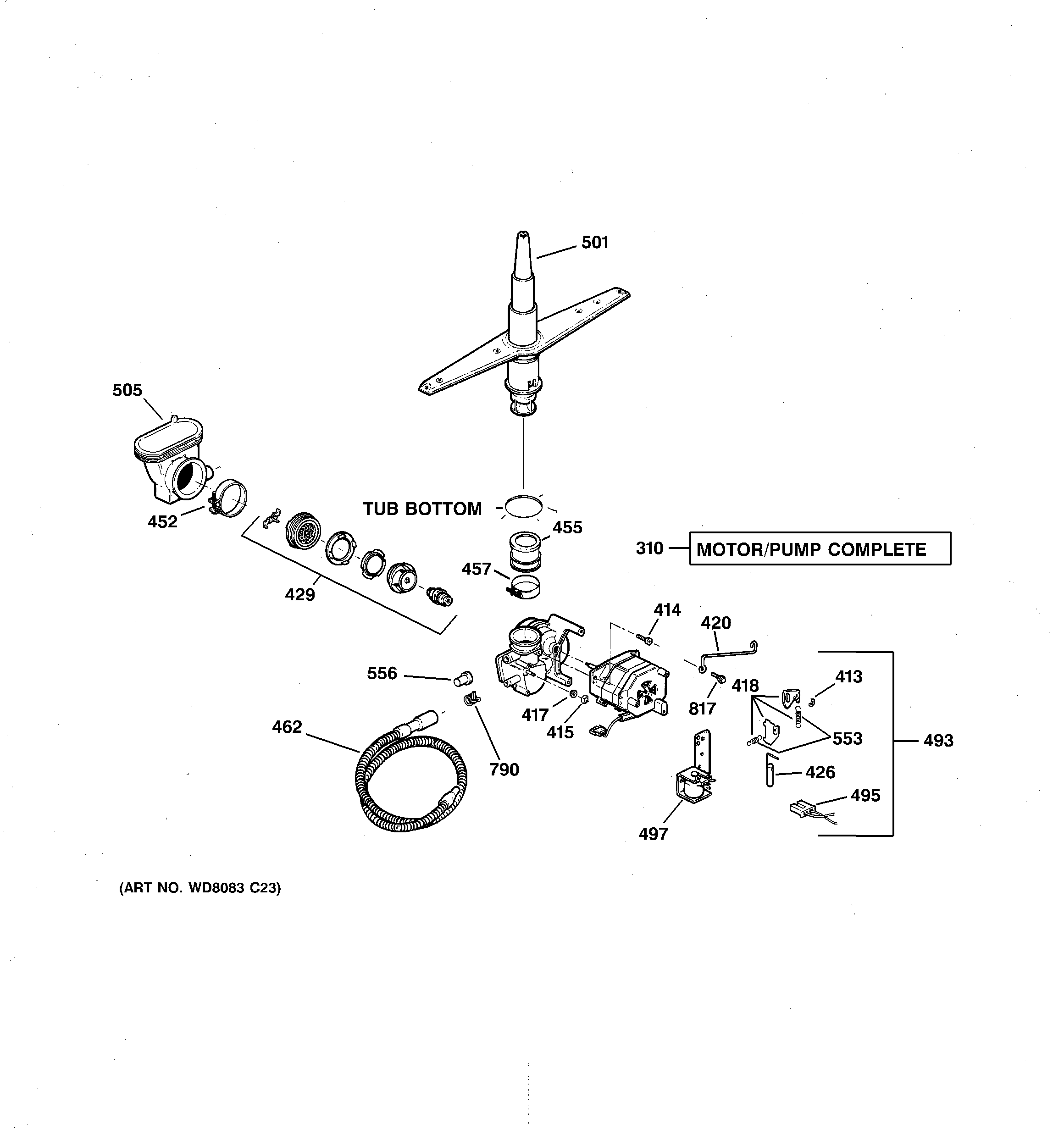 Hotpoint HDA1000G20WH motor-pump mechanism diagram