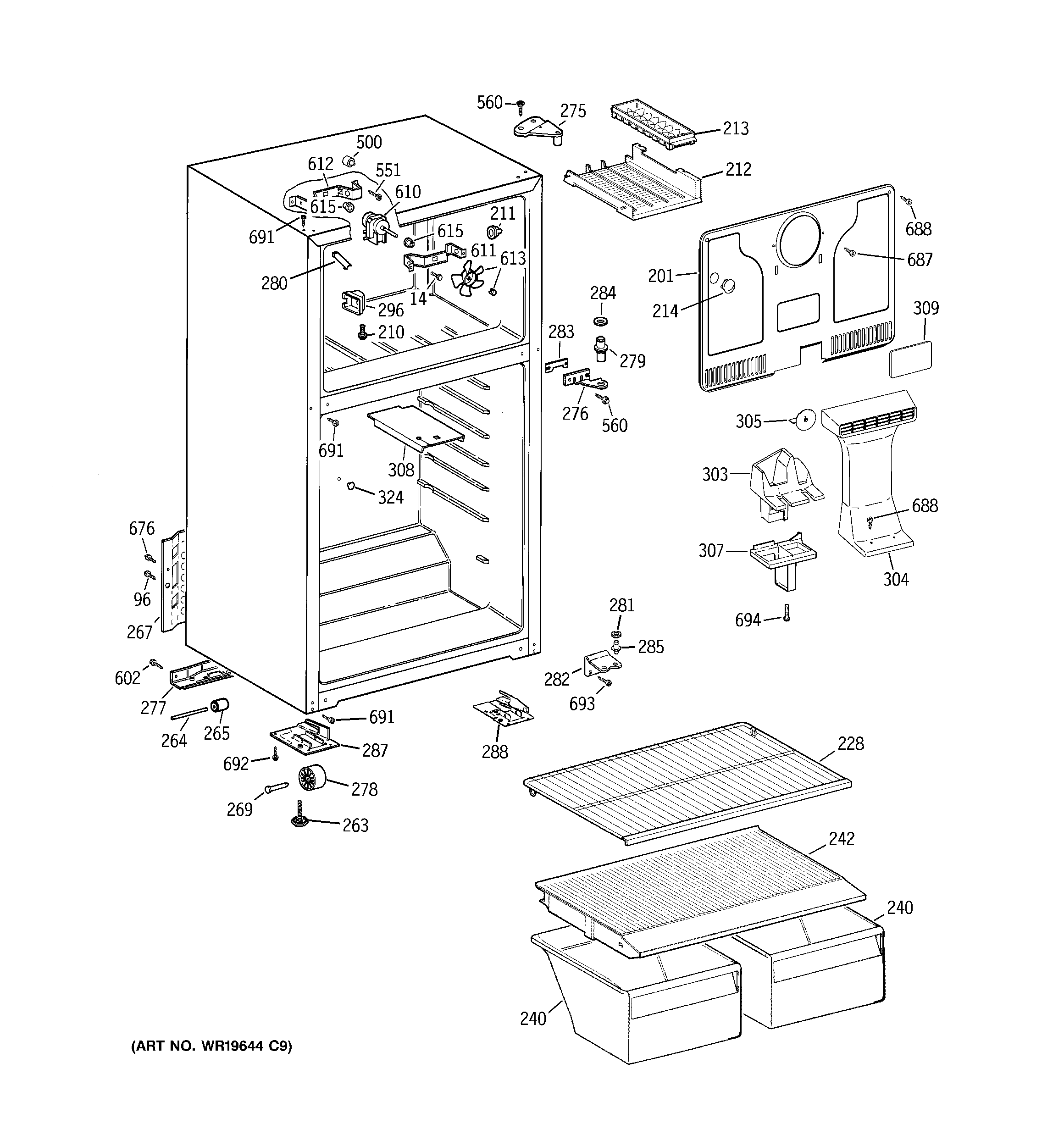 Hotpoint HTR17DBSERWW cabinet diagram