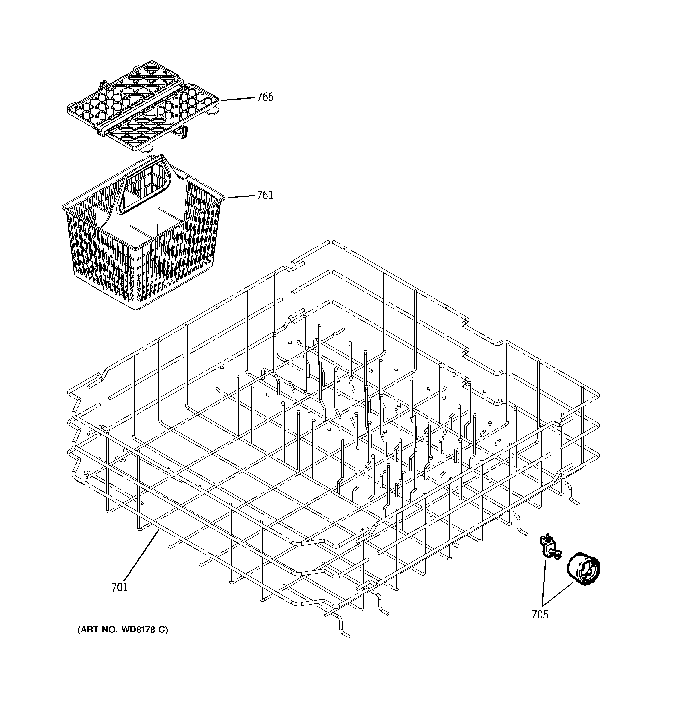 Hotpoint HLD4040N00SA lower rack assembly diagram