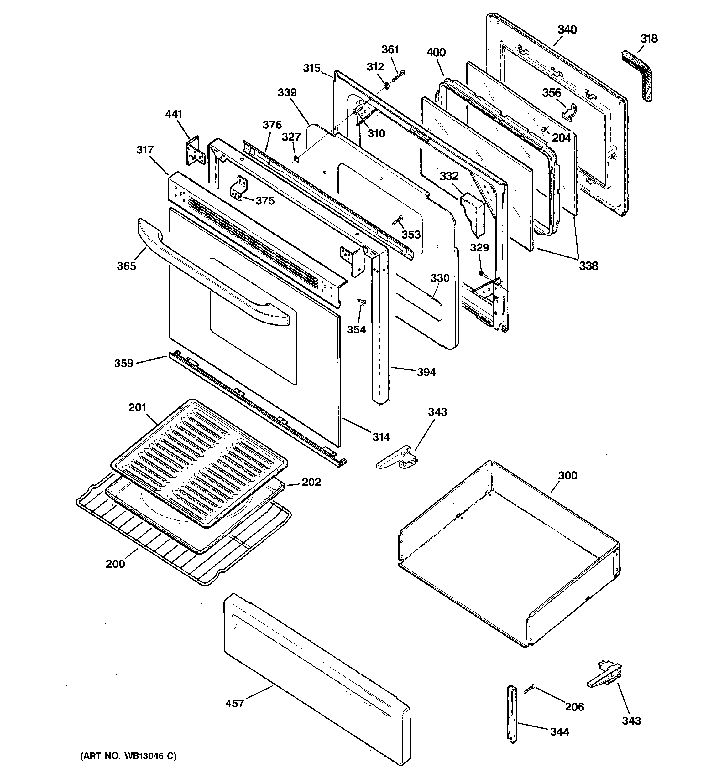 Hotpoint RGB746WEH8WW door & drawer parts diagram