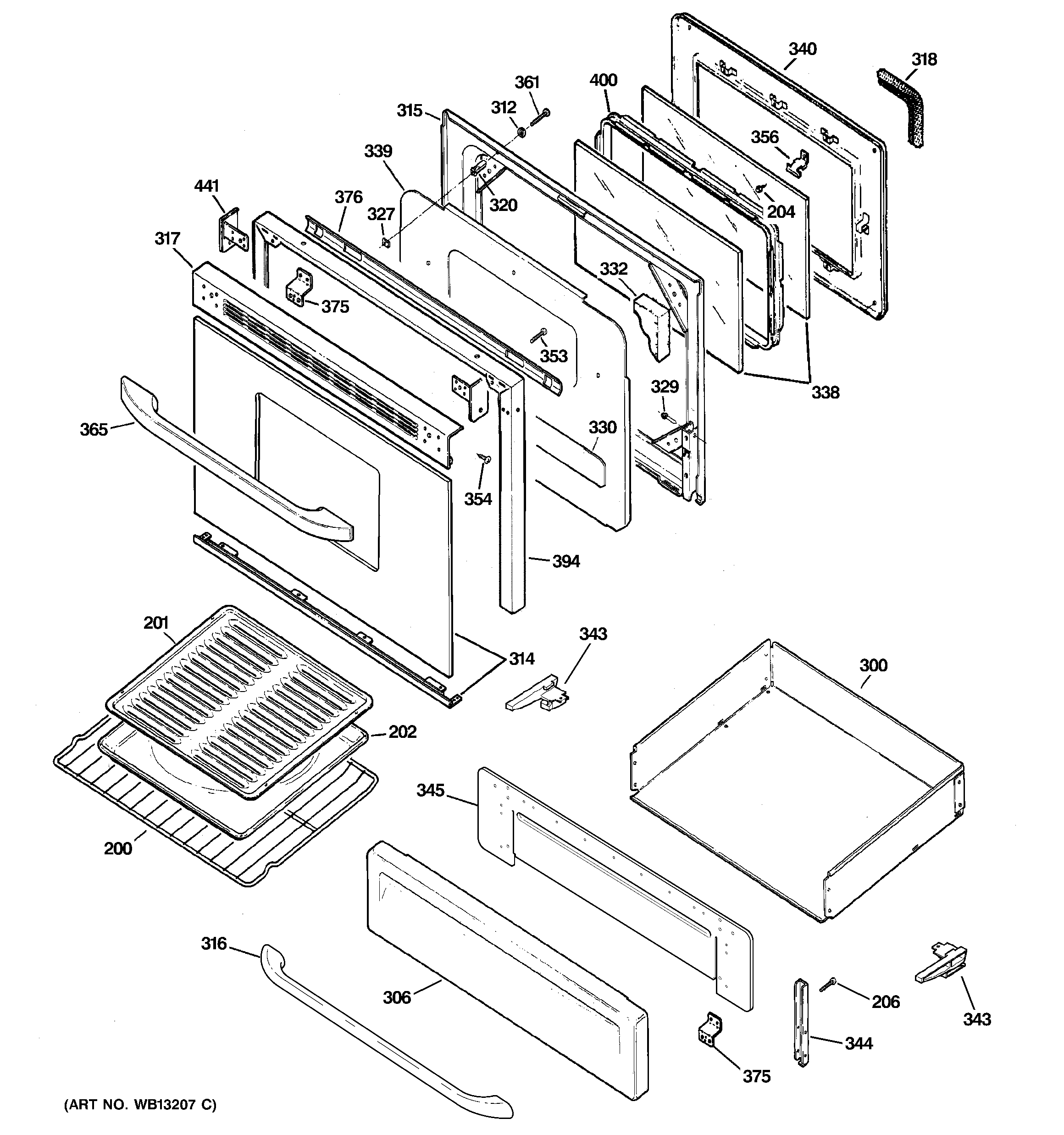 Hotpoint RGB790SEH6SA door & drawer parts diagram