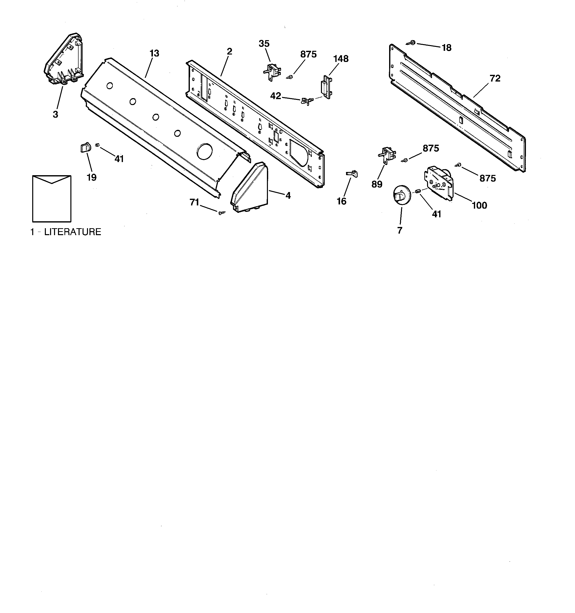 Hotpoint DLB3600SBLAD backsplash assembly diagram