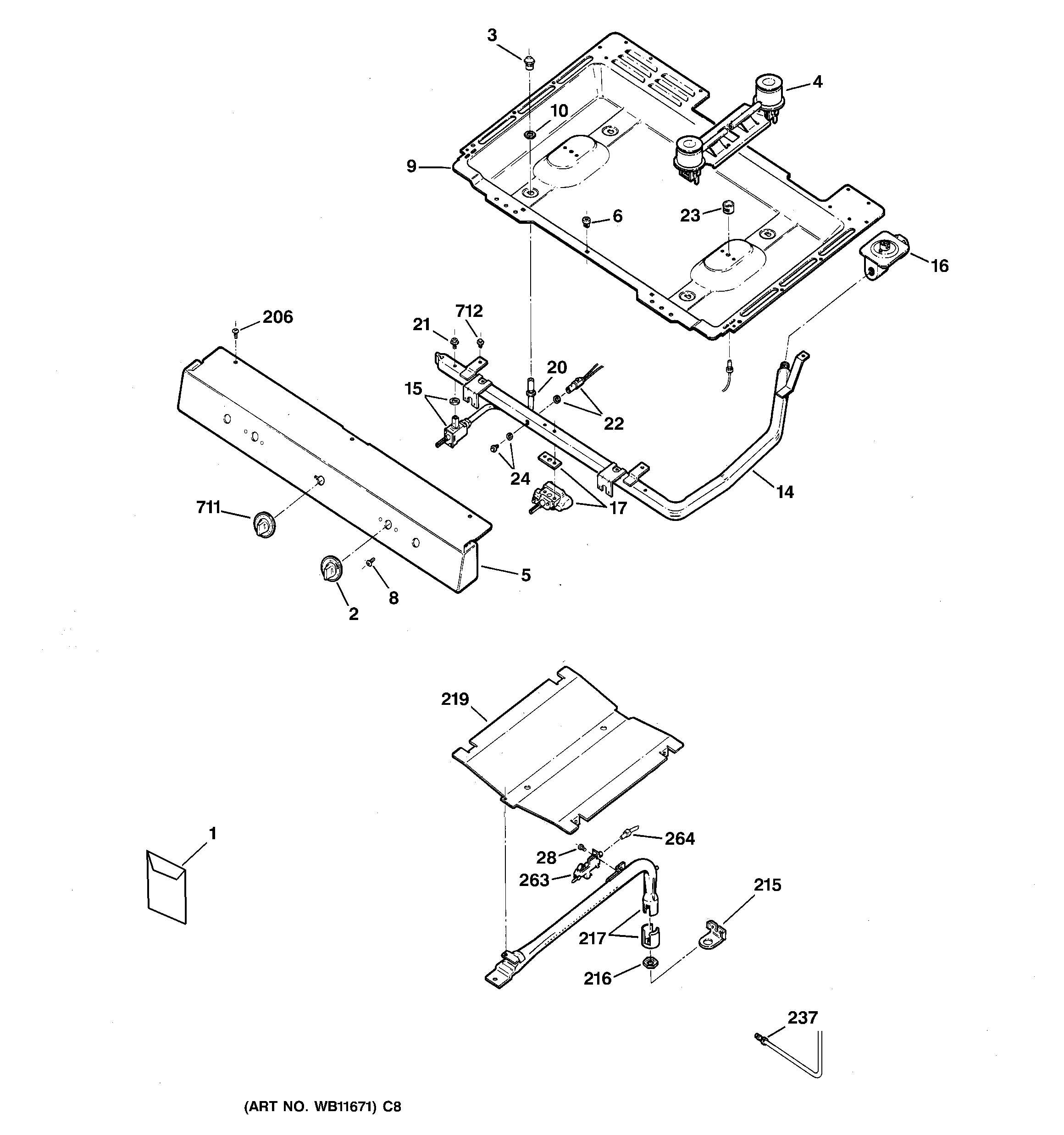 Hotpoint RGB523PPH3CT gas & burner parts diagram
