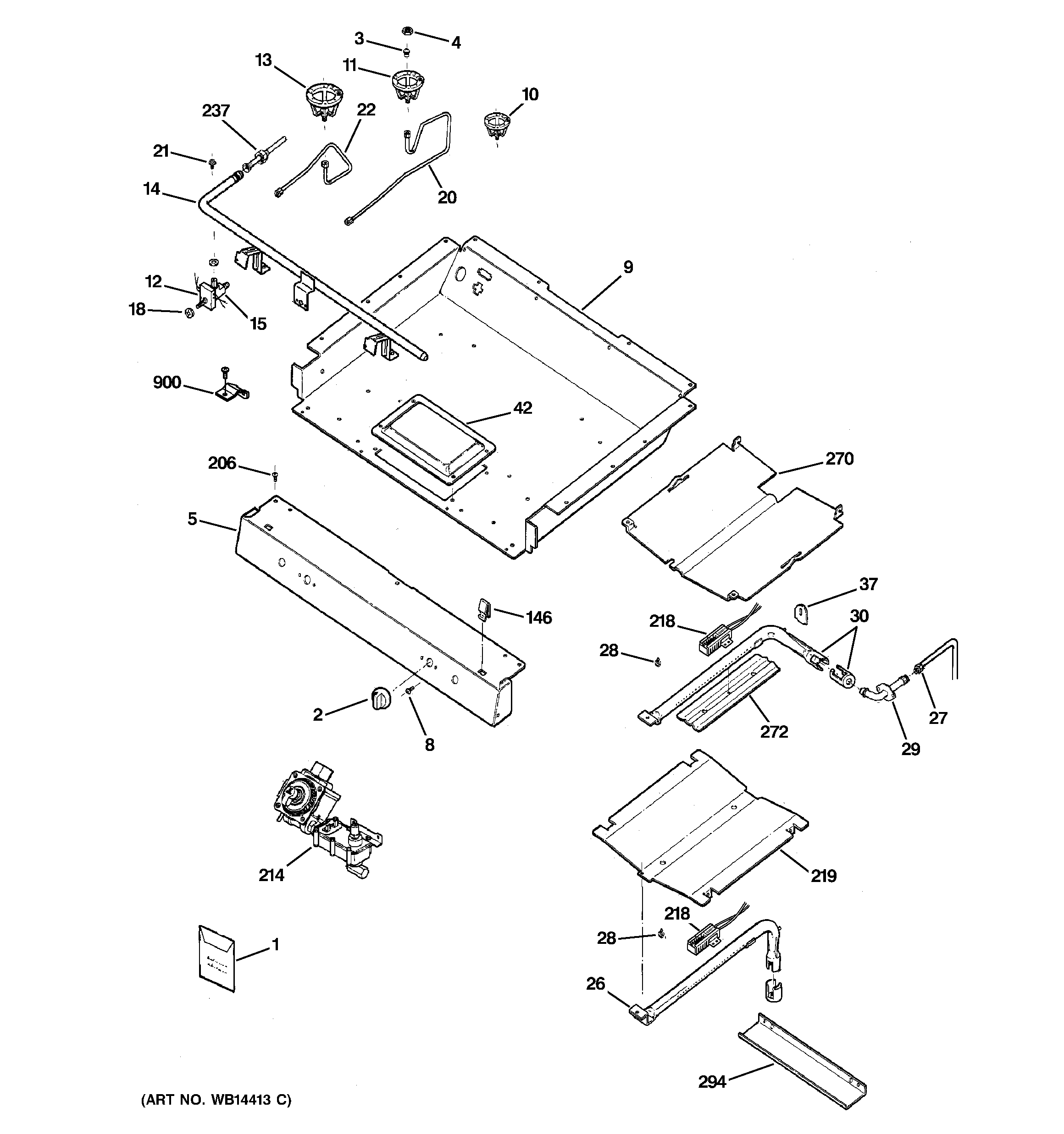 Hotpoint RGB740BEHBWH gas & burner parts diagram