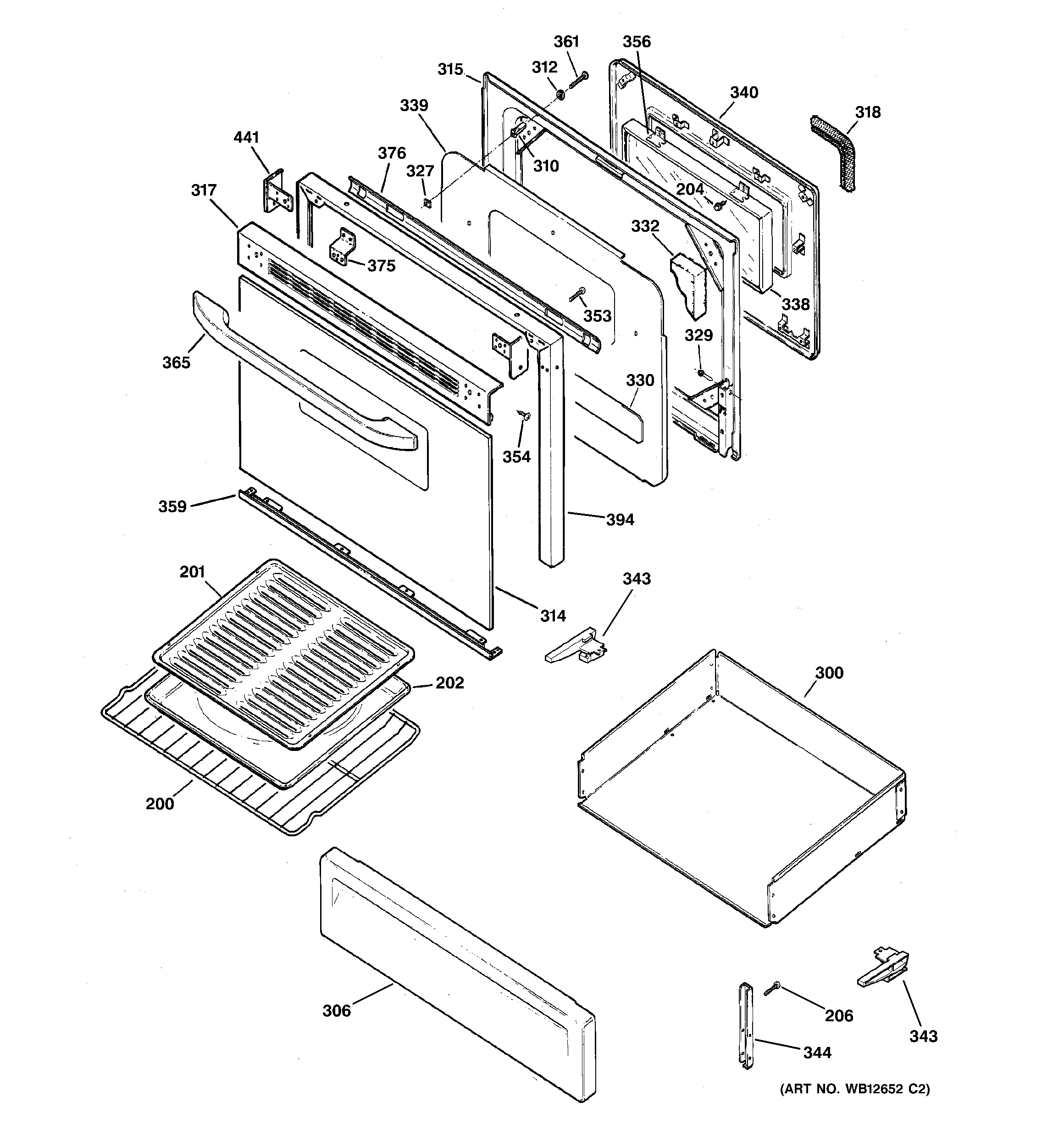 Hotpoint RGB745WEHBWW door & drawer parts diagram