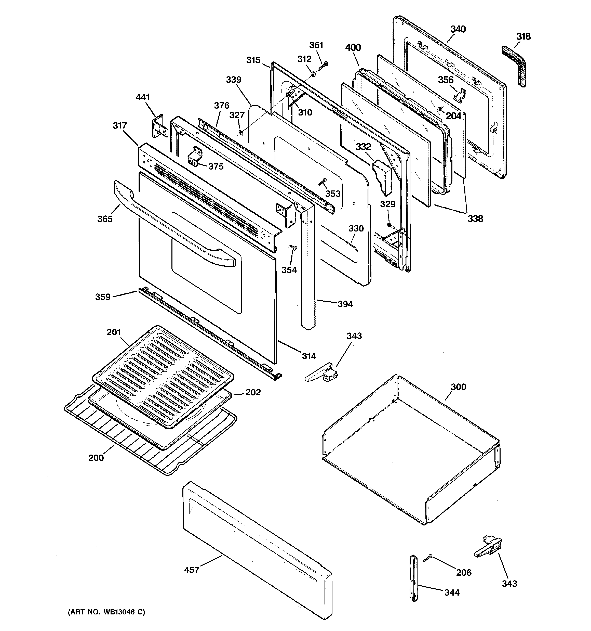 Hotpoint RGB746WEHAWW door & drawer parts diagram