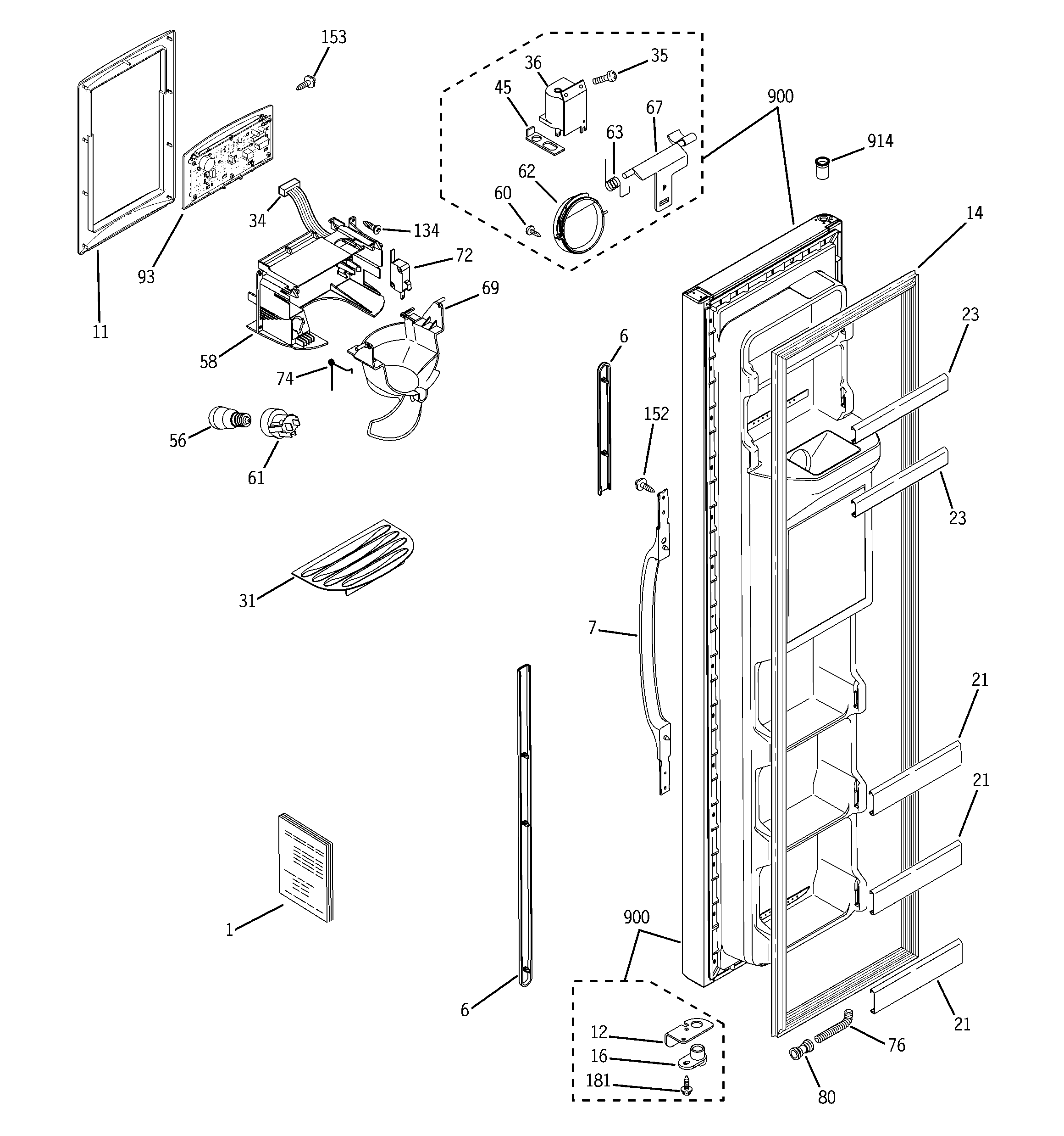 Hotpoint HSH22IFTCCC freezer door diagram