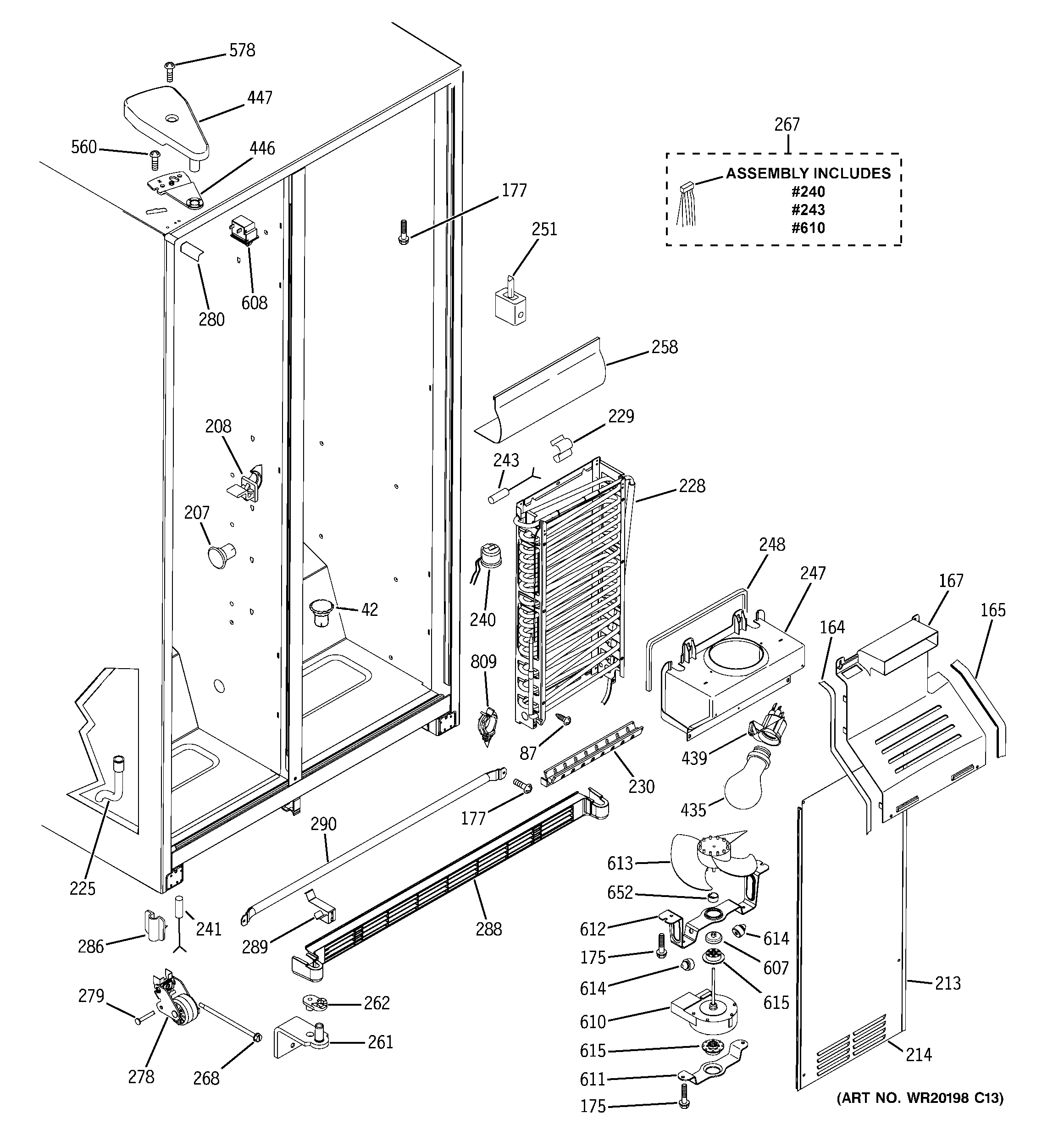 Hotpoint HSH22IFTCCC freezer section diagram
