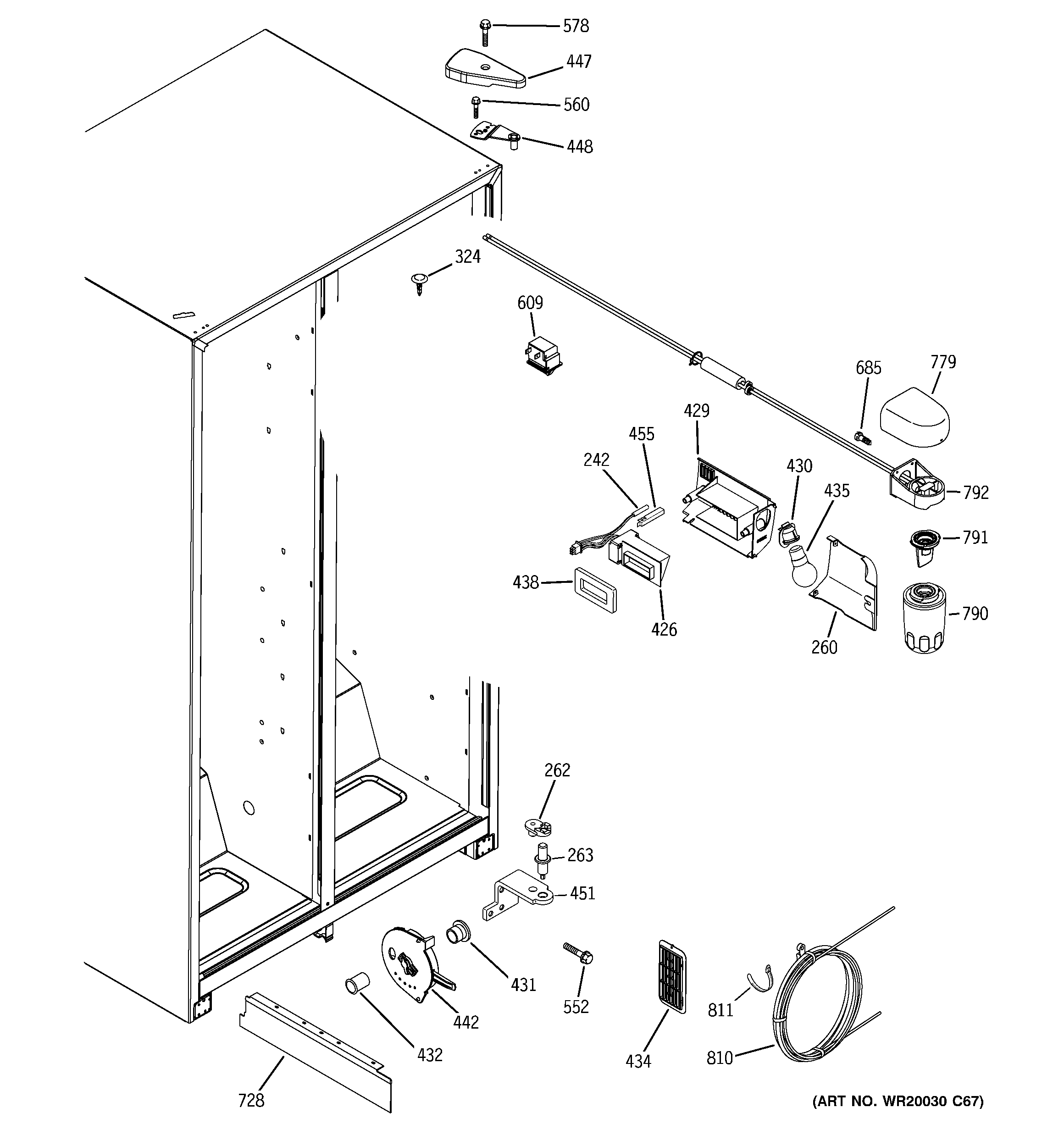Hotpoint HSH25IFTDWW fresh food section diagram