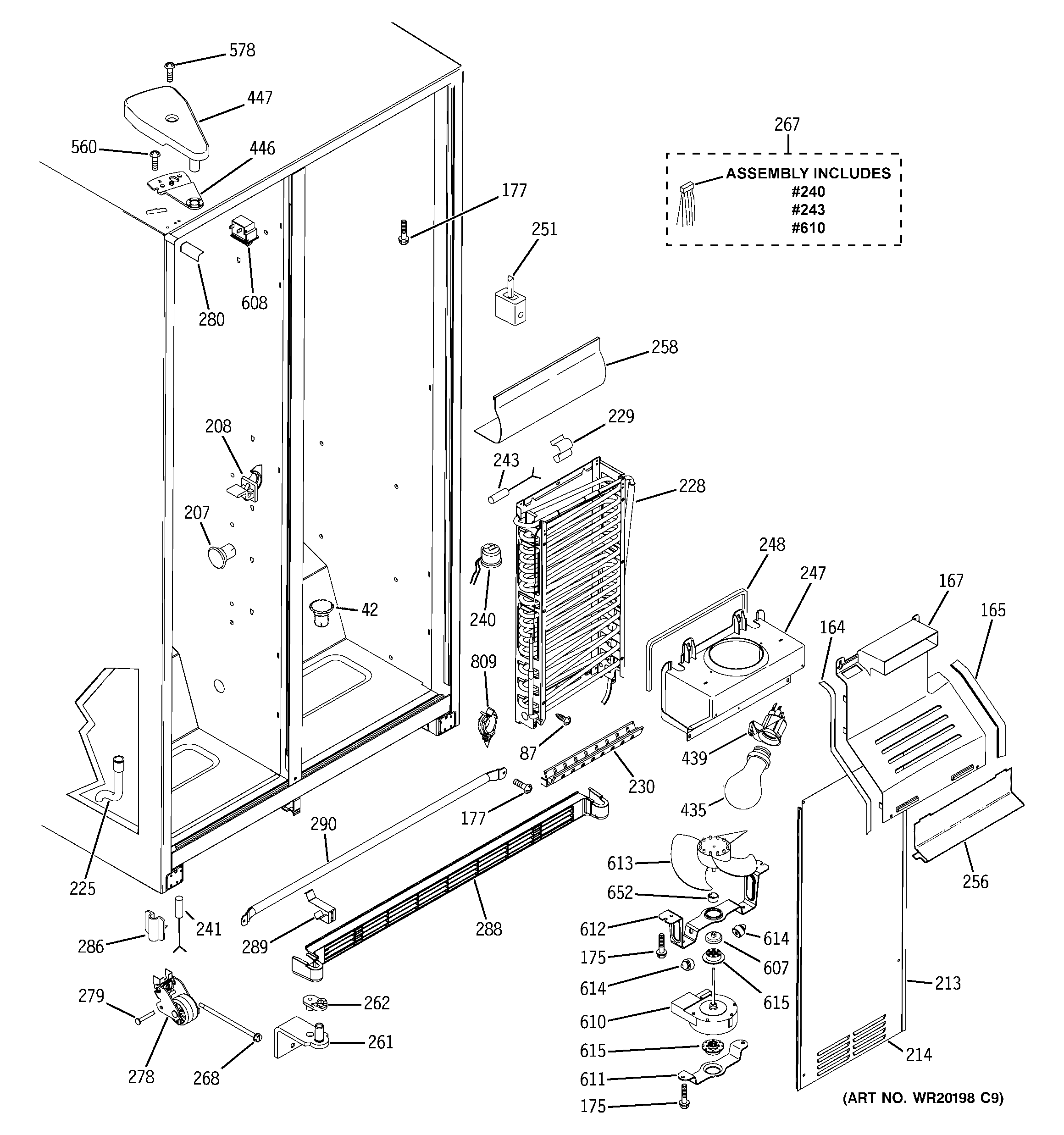 Hotpoint HSH22IFTDBB freezer section diagram