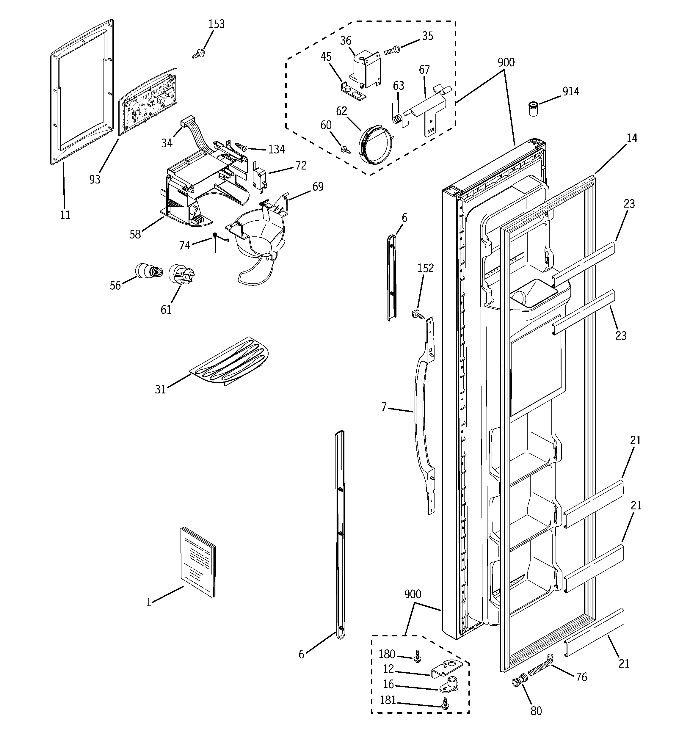 Hotpoint HSM22IFTCSA freezer door diagram