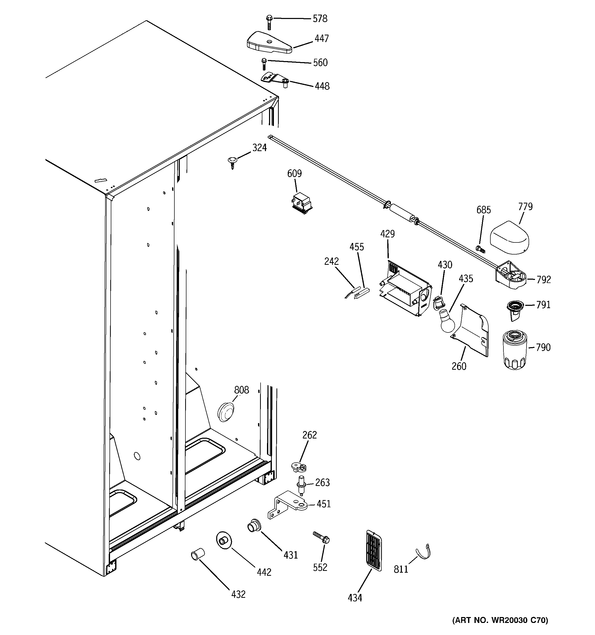 Hotpoint HSM25GFTESA fresh food section diagram