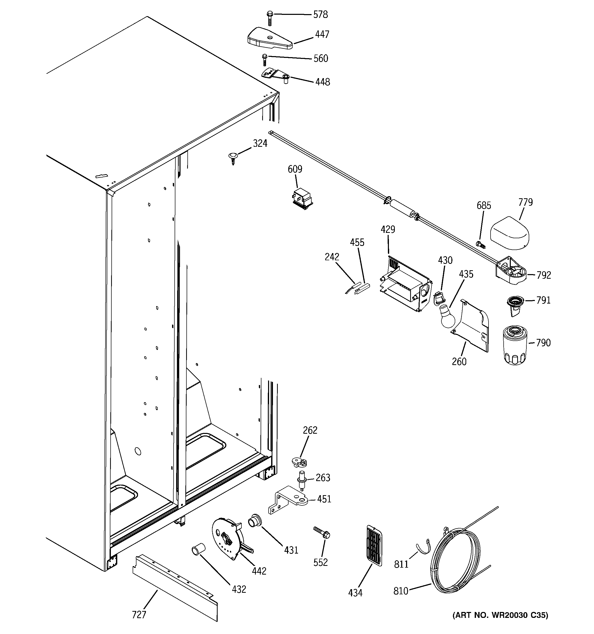 Hotpoint HSH22IFTECC fresh food section diagram