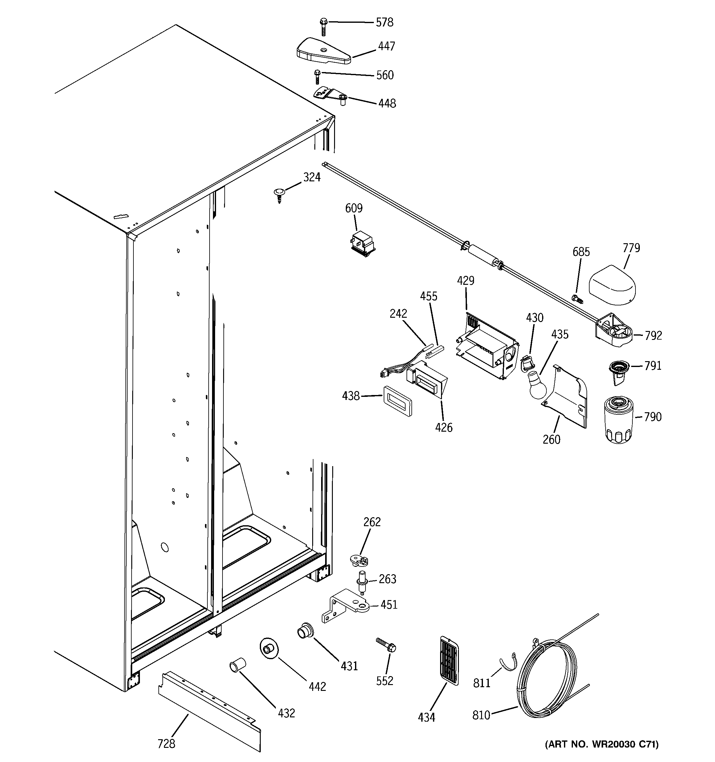 Hotpoint HSM25IFTDSA fresh food section diagram