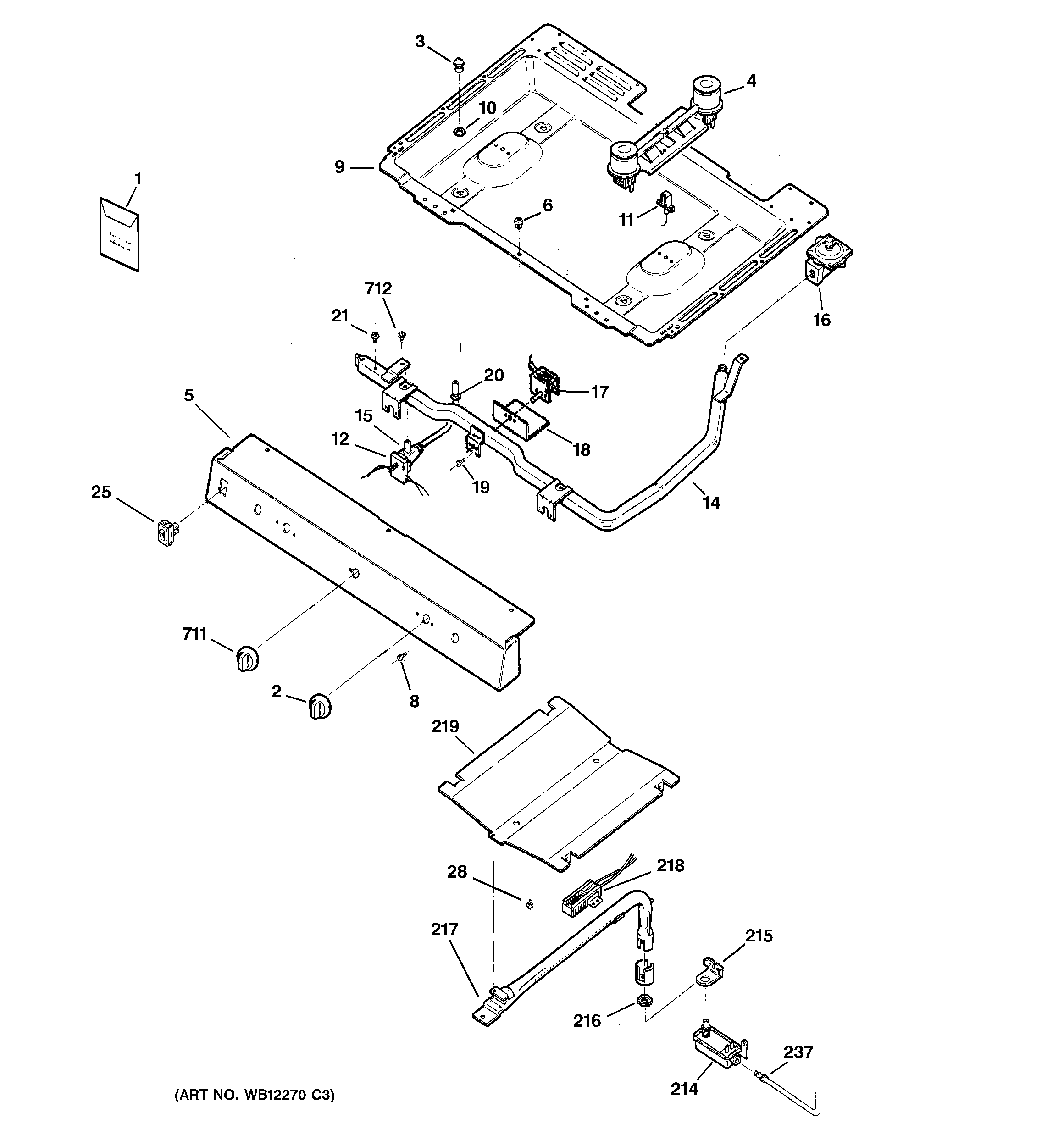 Hotpoint RGB528PEN1BB gas & burner parts diagram