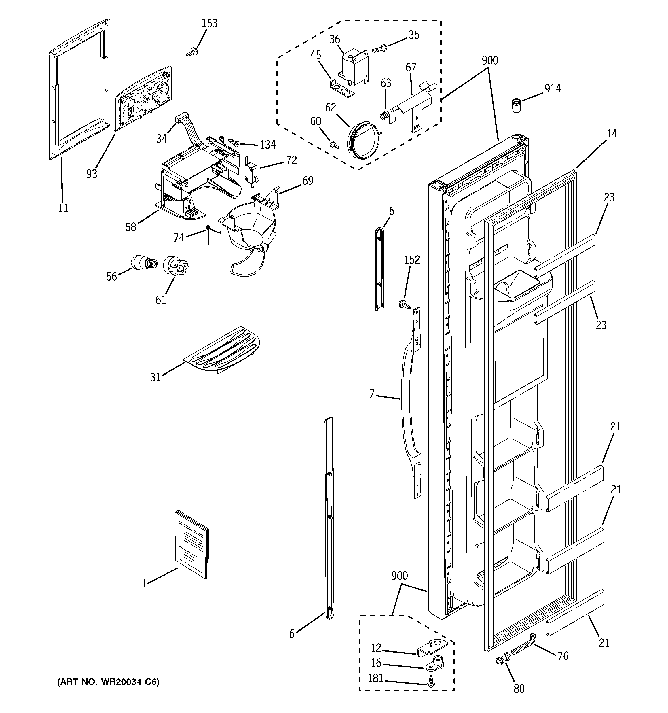 Hotpoint HSS25IETAWW freezer door diagram