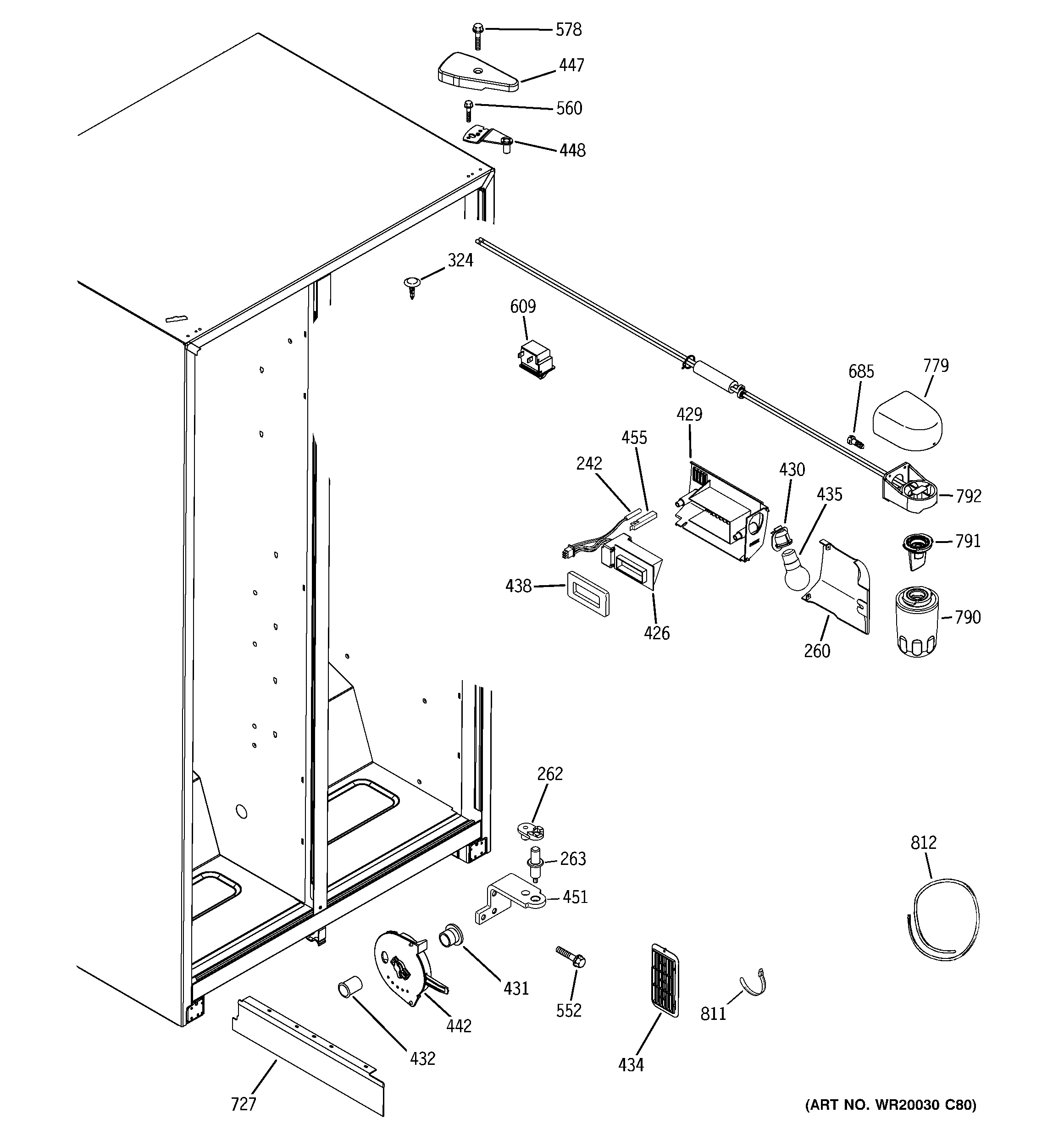 Hotpoint HSS25IETAWW fresh food section diagram
