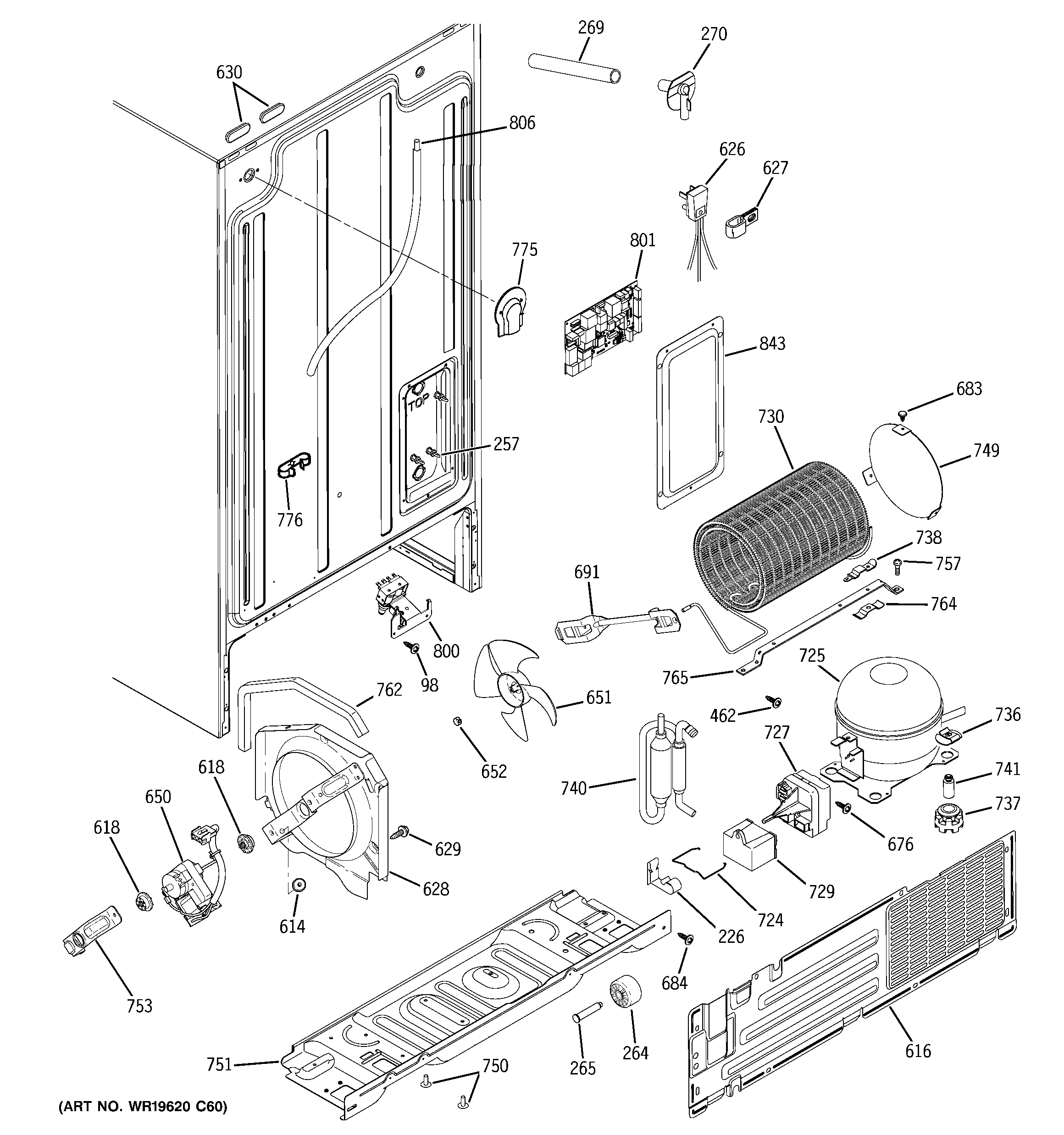 Hotpoint HSS25IETAWW sealed system & mother board diagram