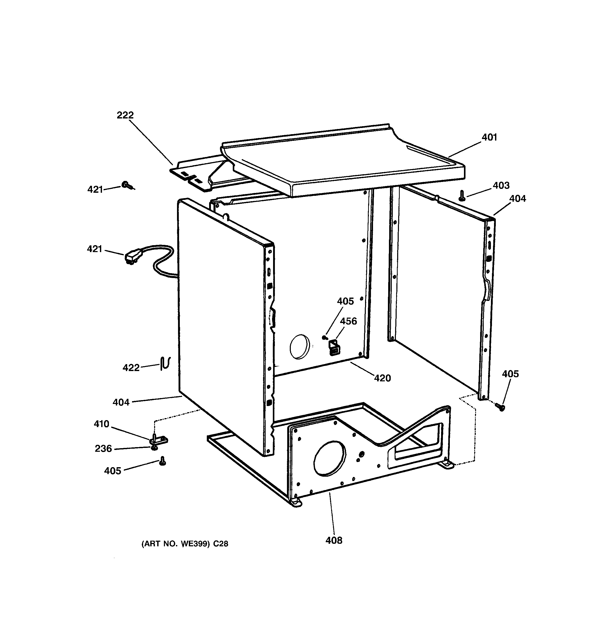 Hotpoint NVLR223GH4WO cabinet diagram