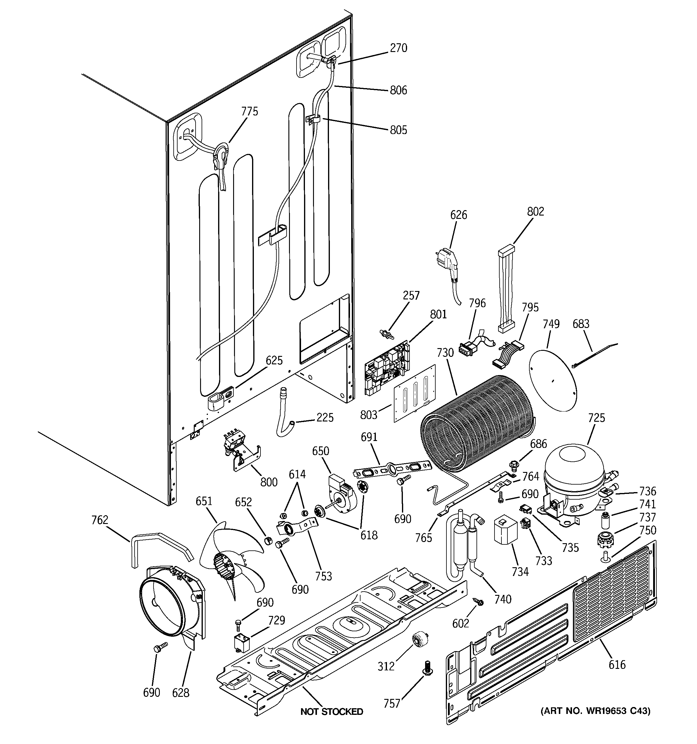 Hotpoint HSK29MGWHCCC sealed system & mother board diagram