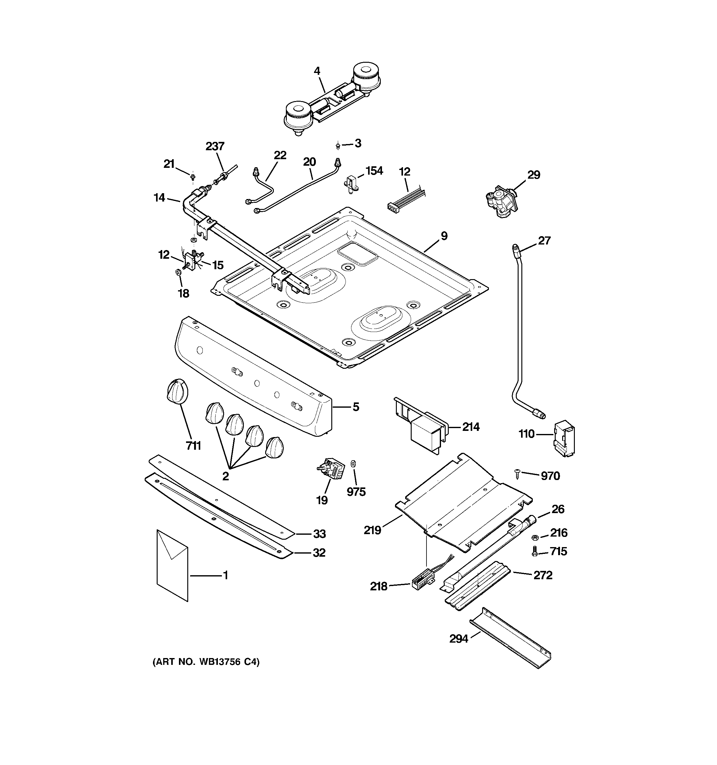 Hotpoint RGA724EK2WH gas & burner parts diagram
