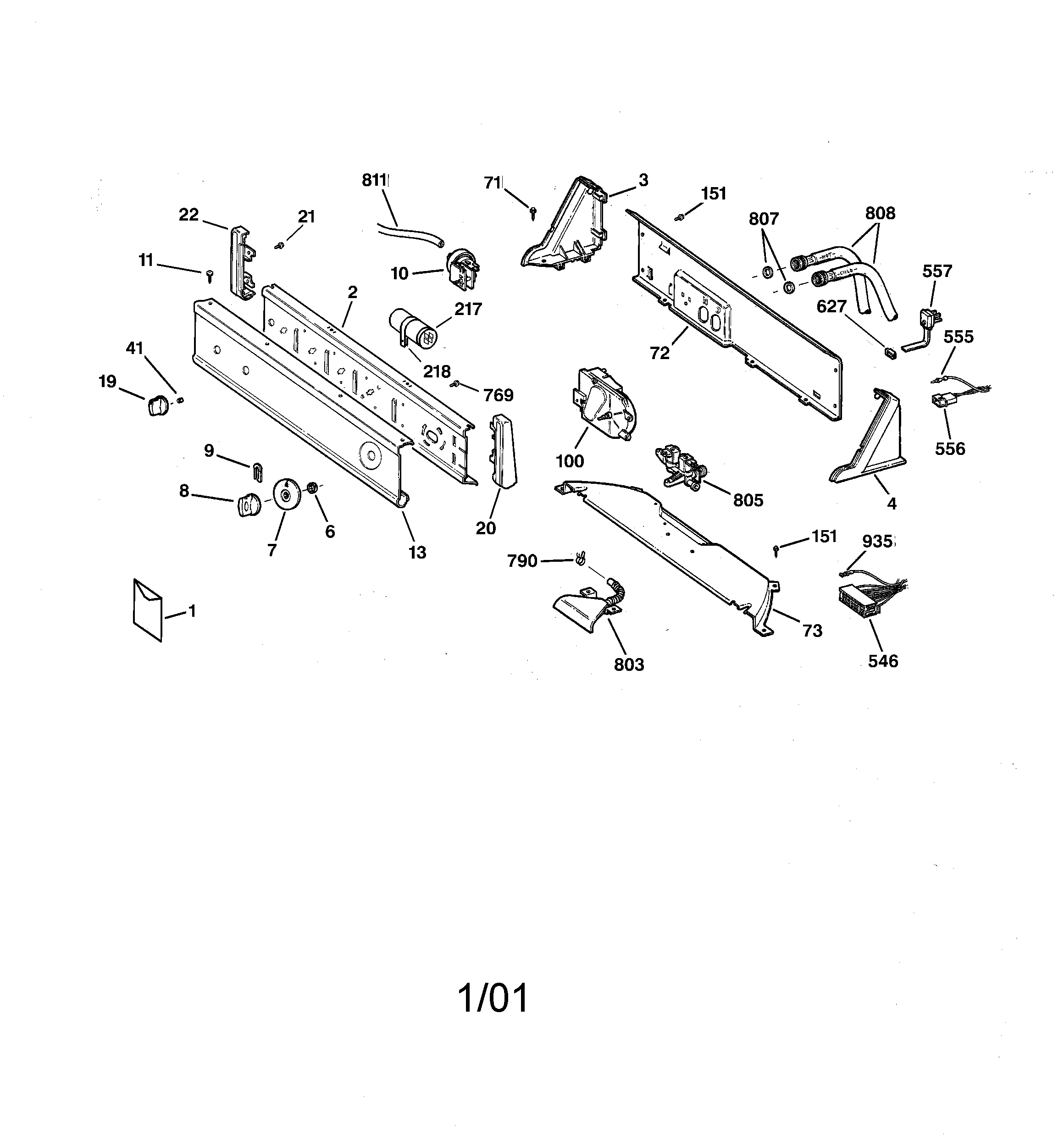 Hotpoint VVSR1040V4WW controls & backsplash diagram
