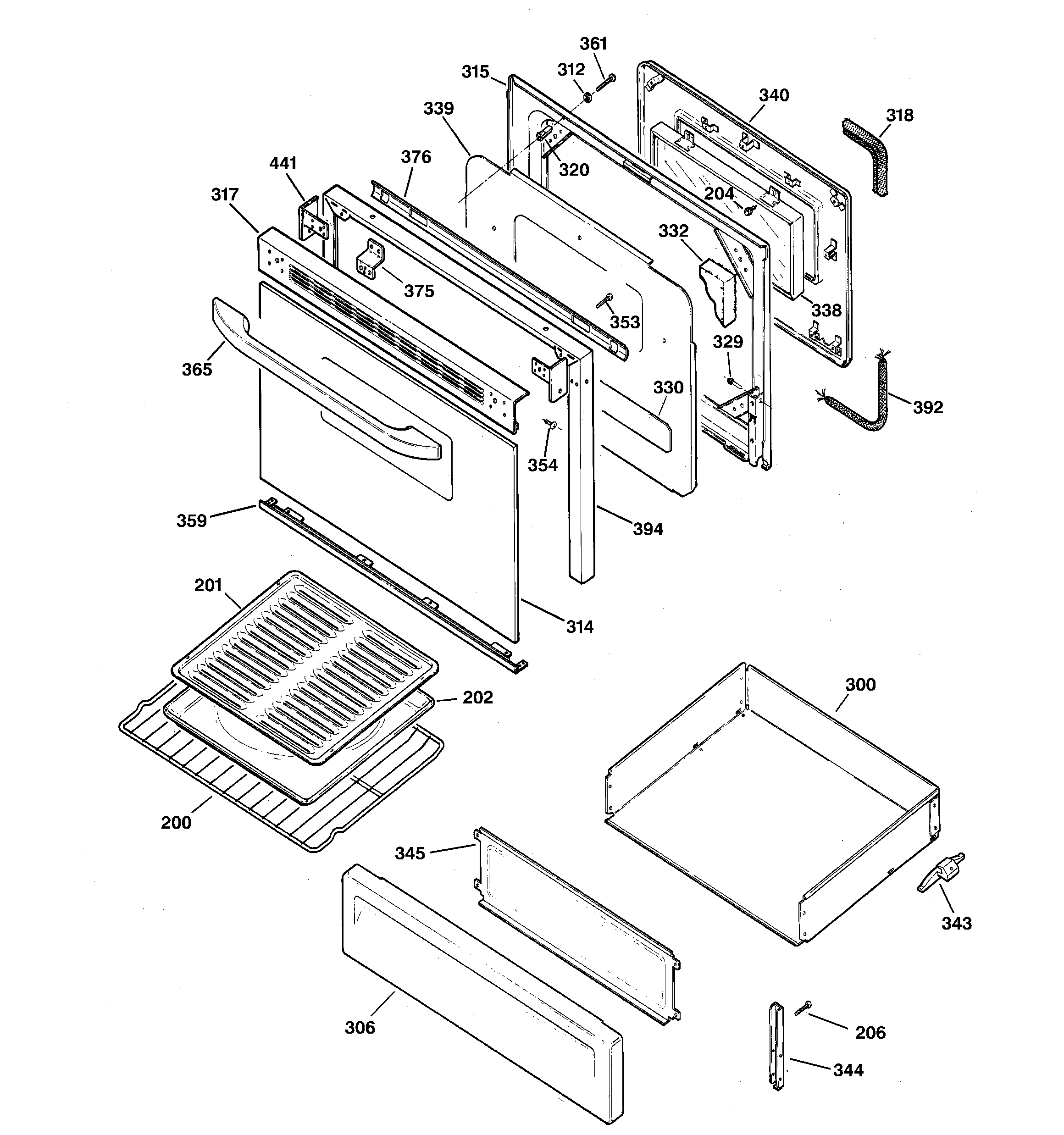 Hotpoint RGB745BEA4WH door & drawer parts diagram