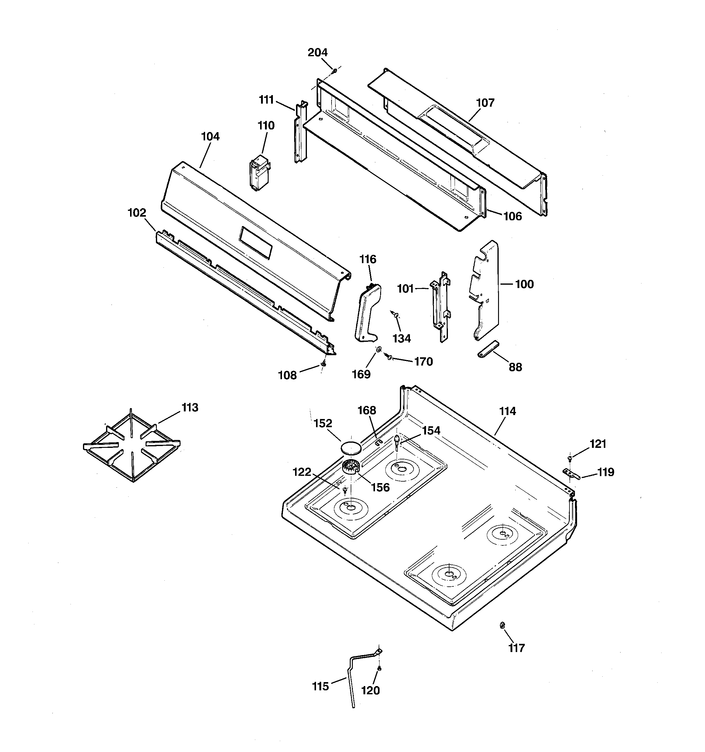 Hotpoint RGB530BEA3WH cooktop diagram