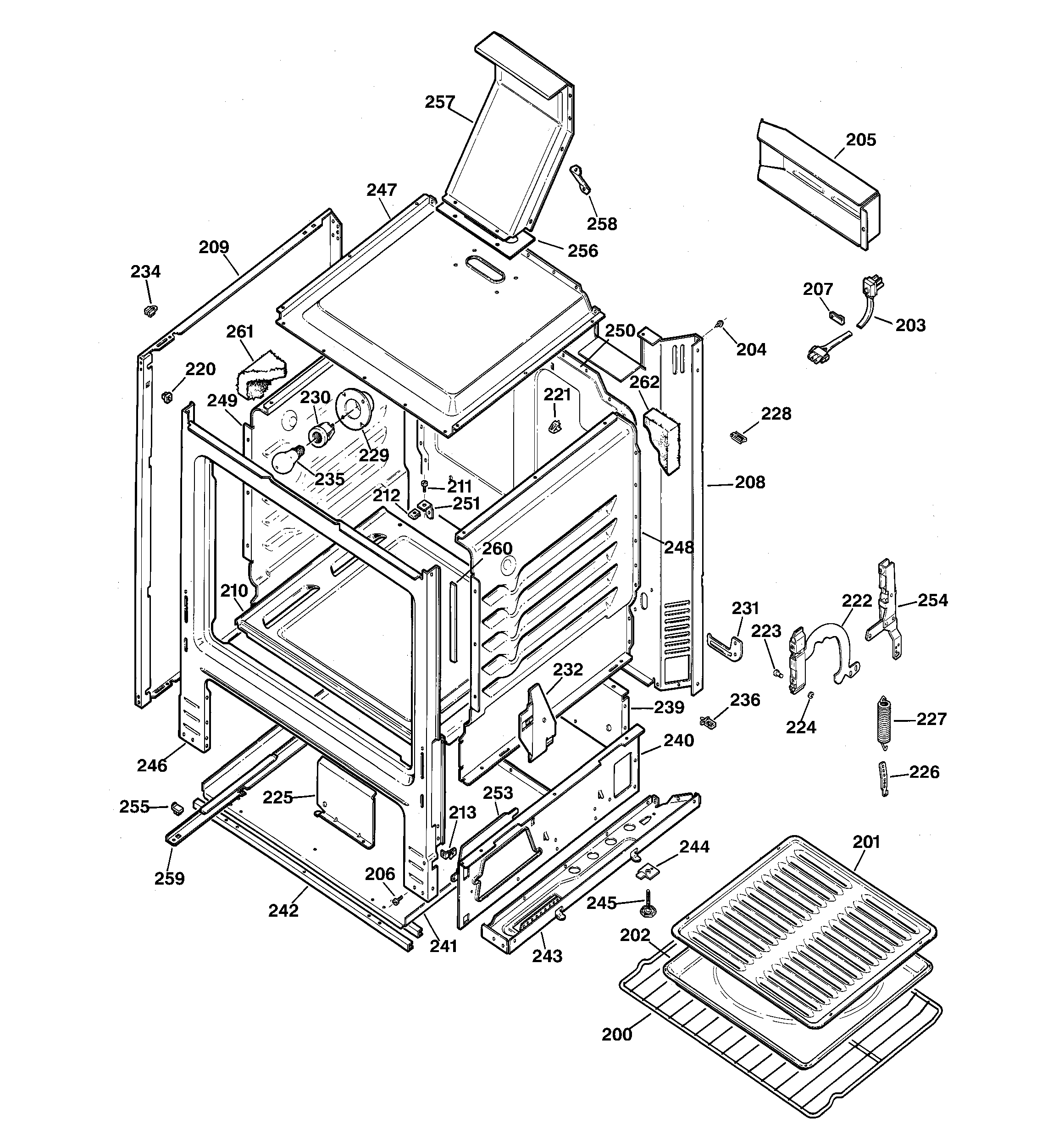Hotpoint RGB530BEA3WH body parts diagram