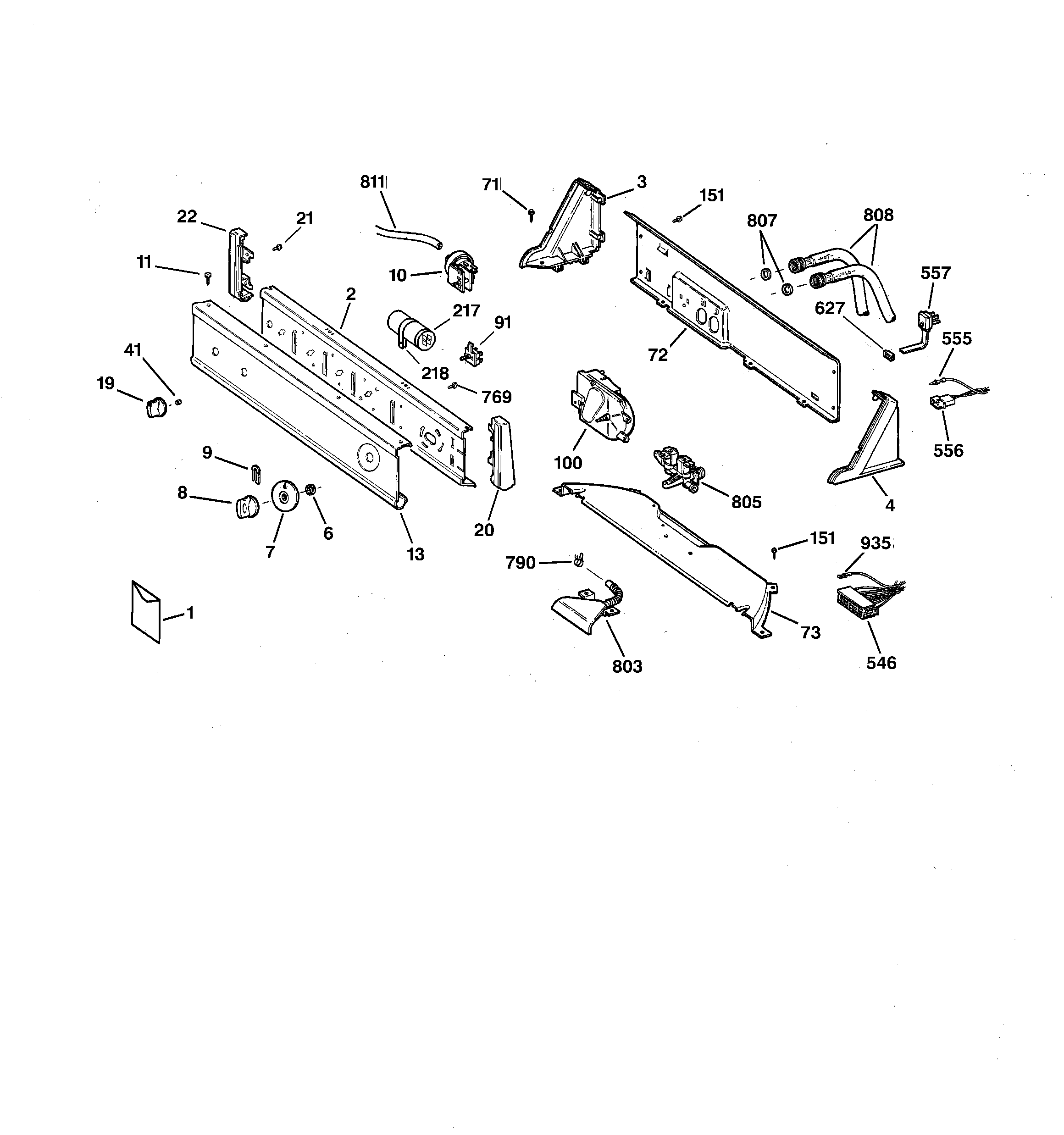 Hotpoint VBXR1070W2AA controls & backsplash diagram