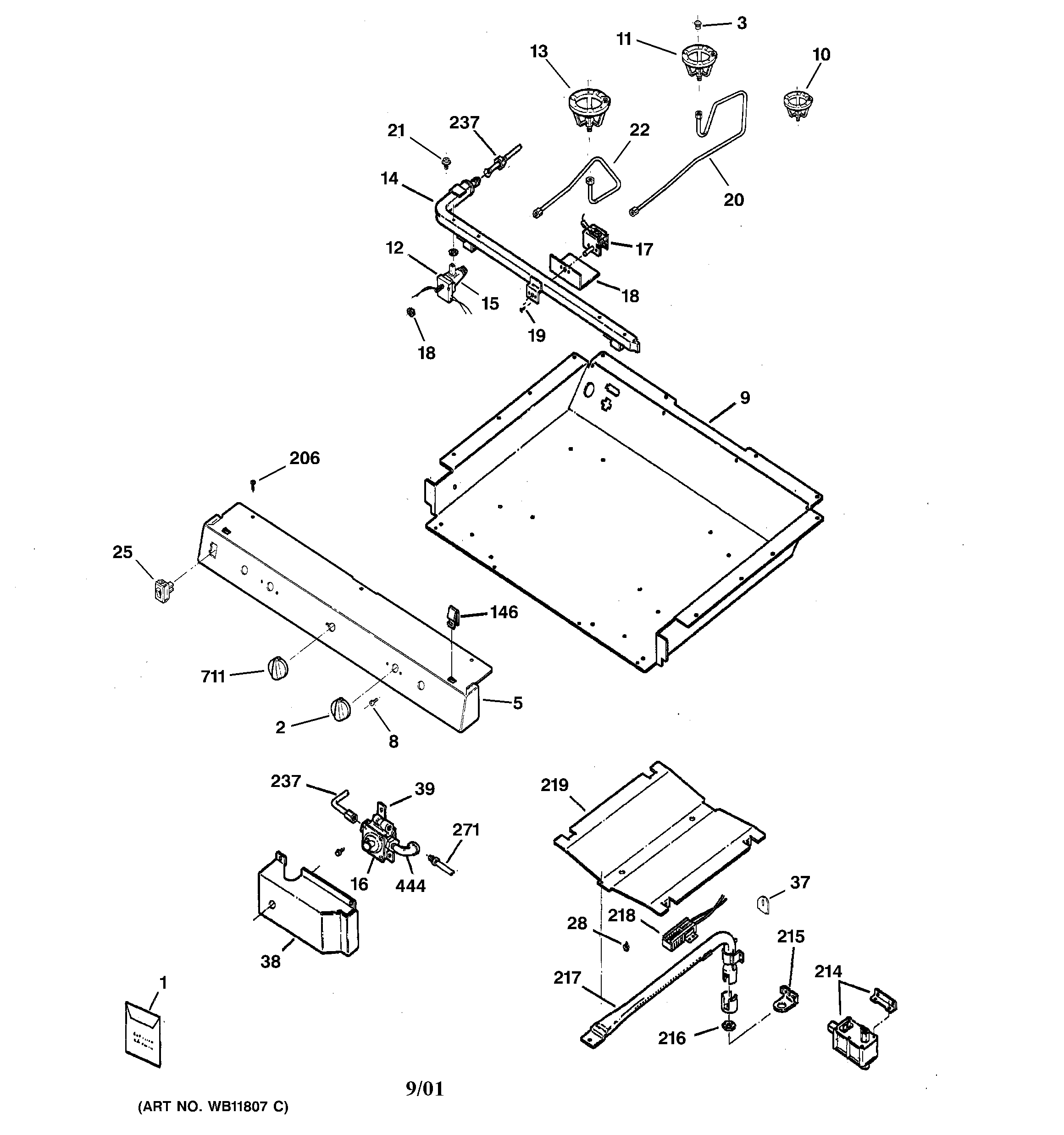 Hotpoint RGB532BEA1CT gas & burner parts diagram