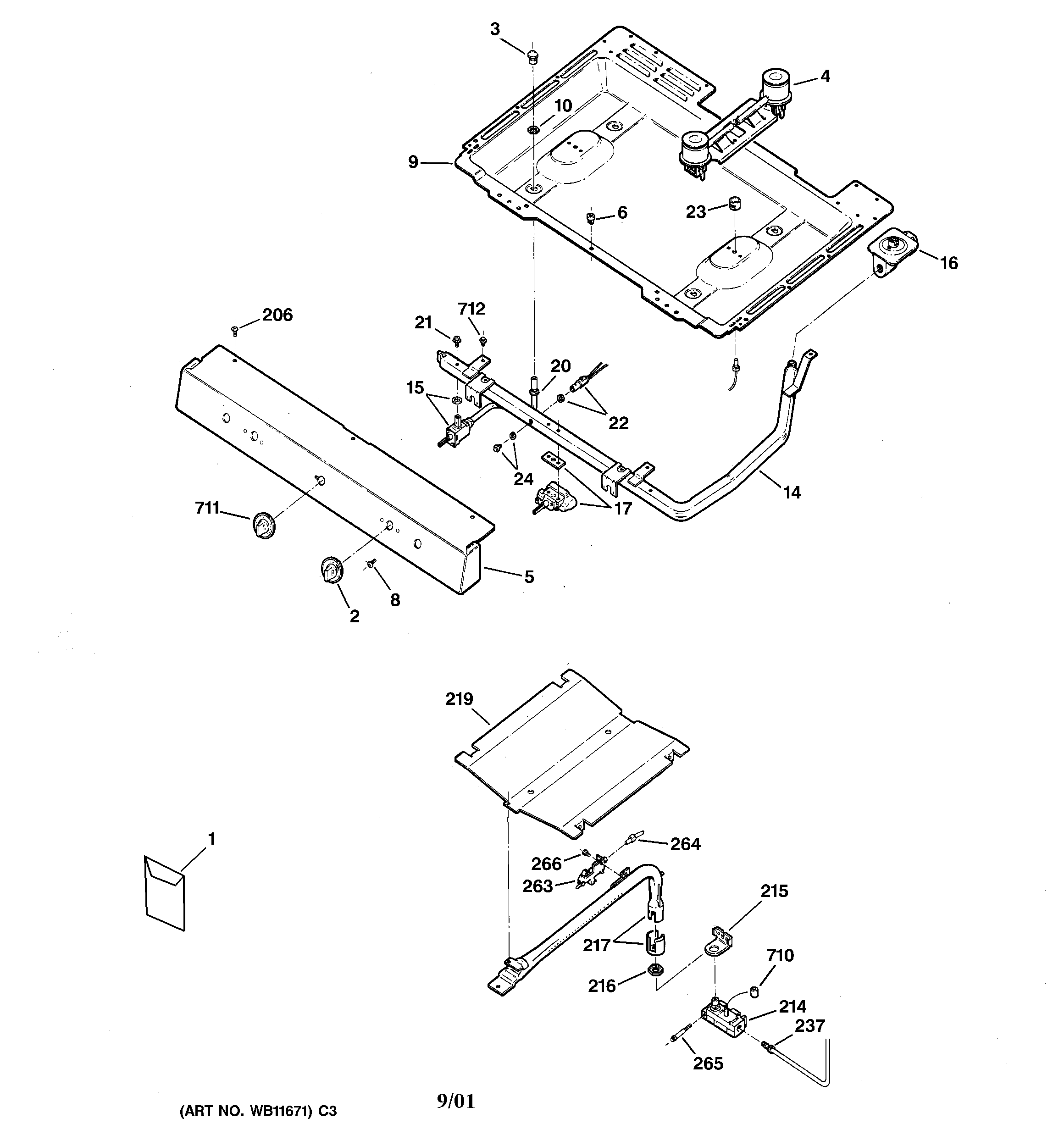 Hotpoint RGB524PPA2AD gas & burner parts diagram