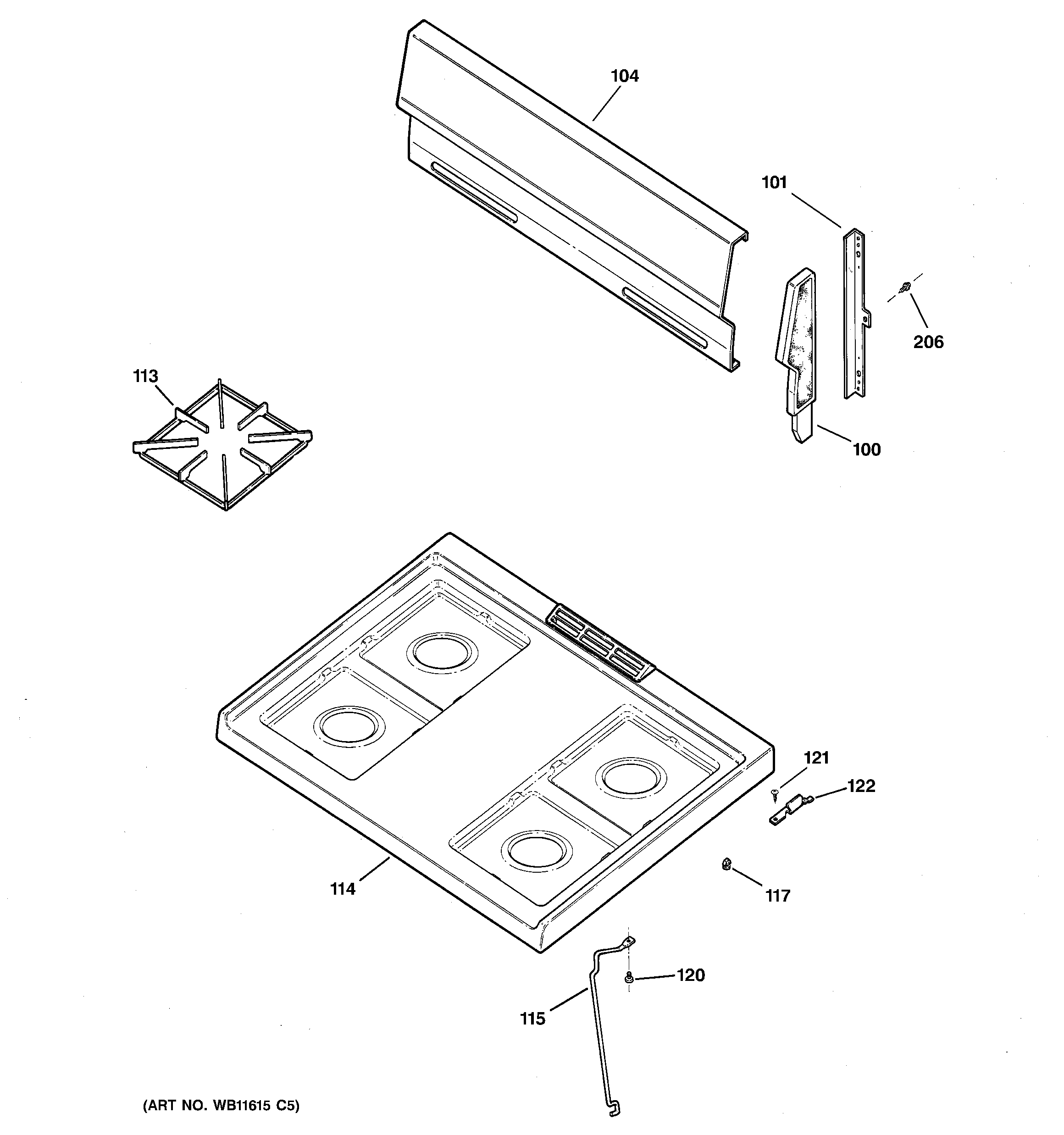 Hotpoint RGB524PPA2AD cooktop diagram