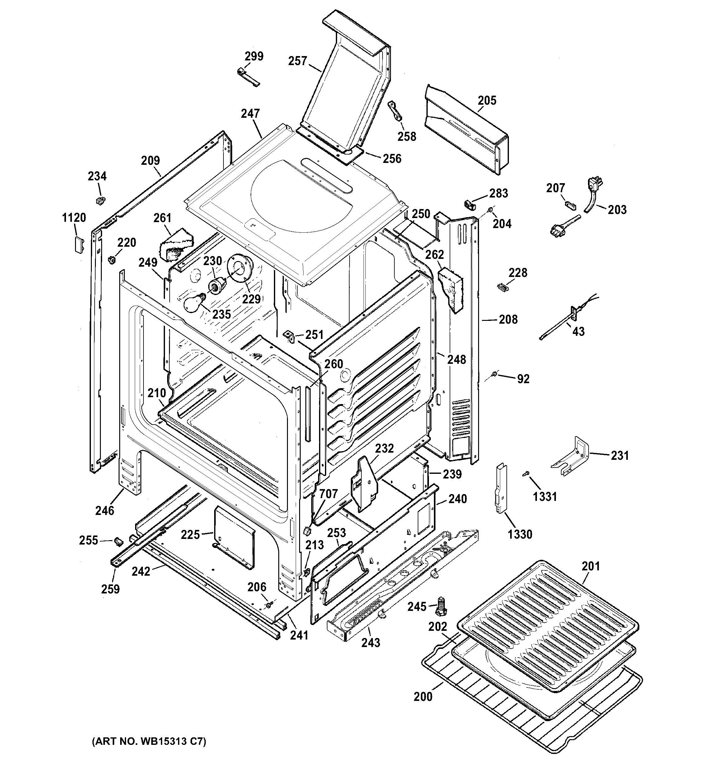 Hotpoint RGB530DEH1WW body parts diagram