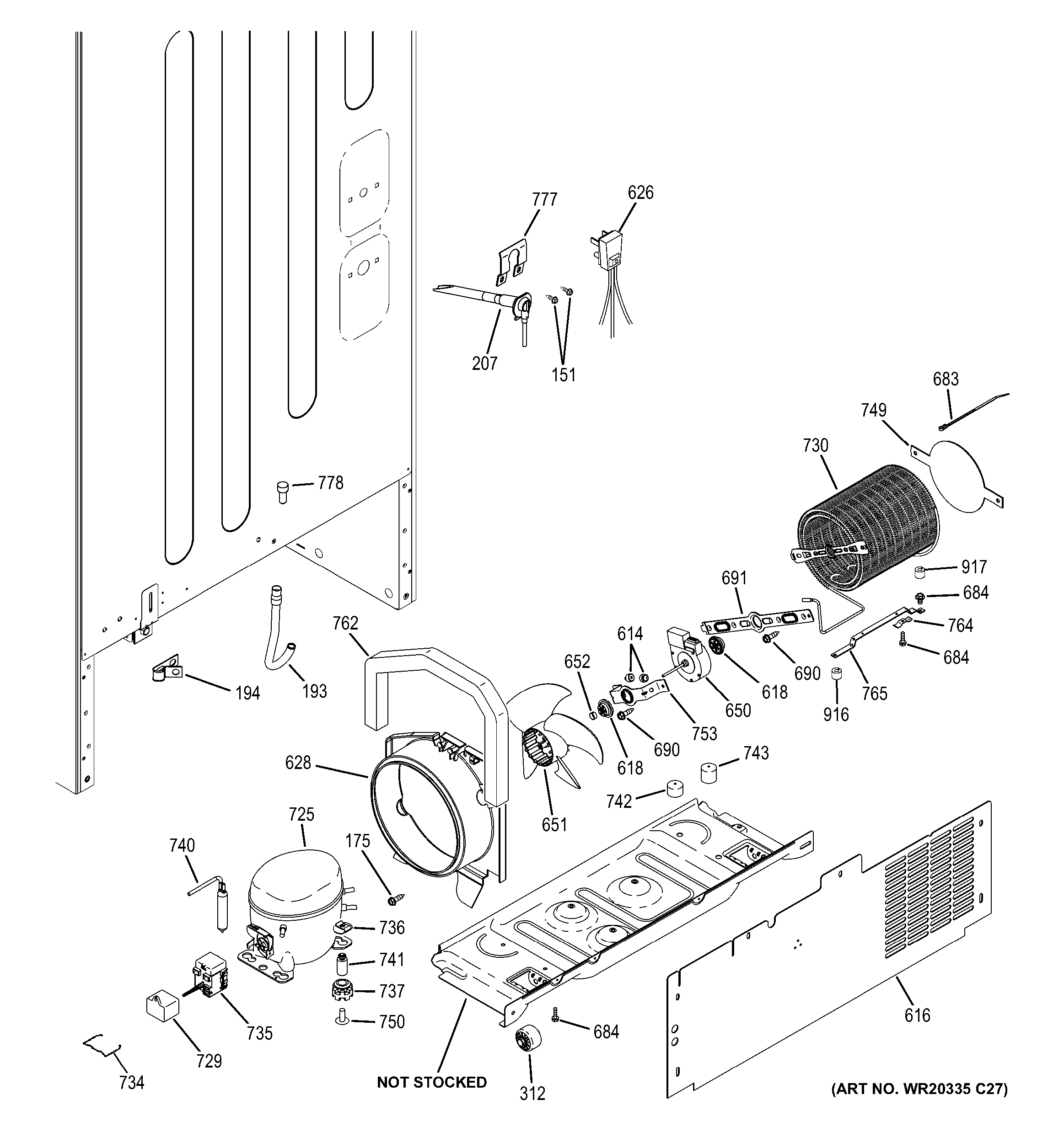 GE ABE20EGEBRBS machine compartment diagram