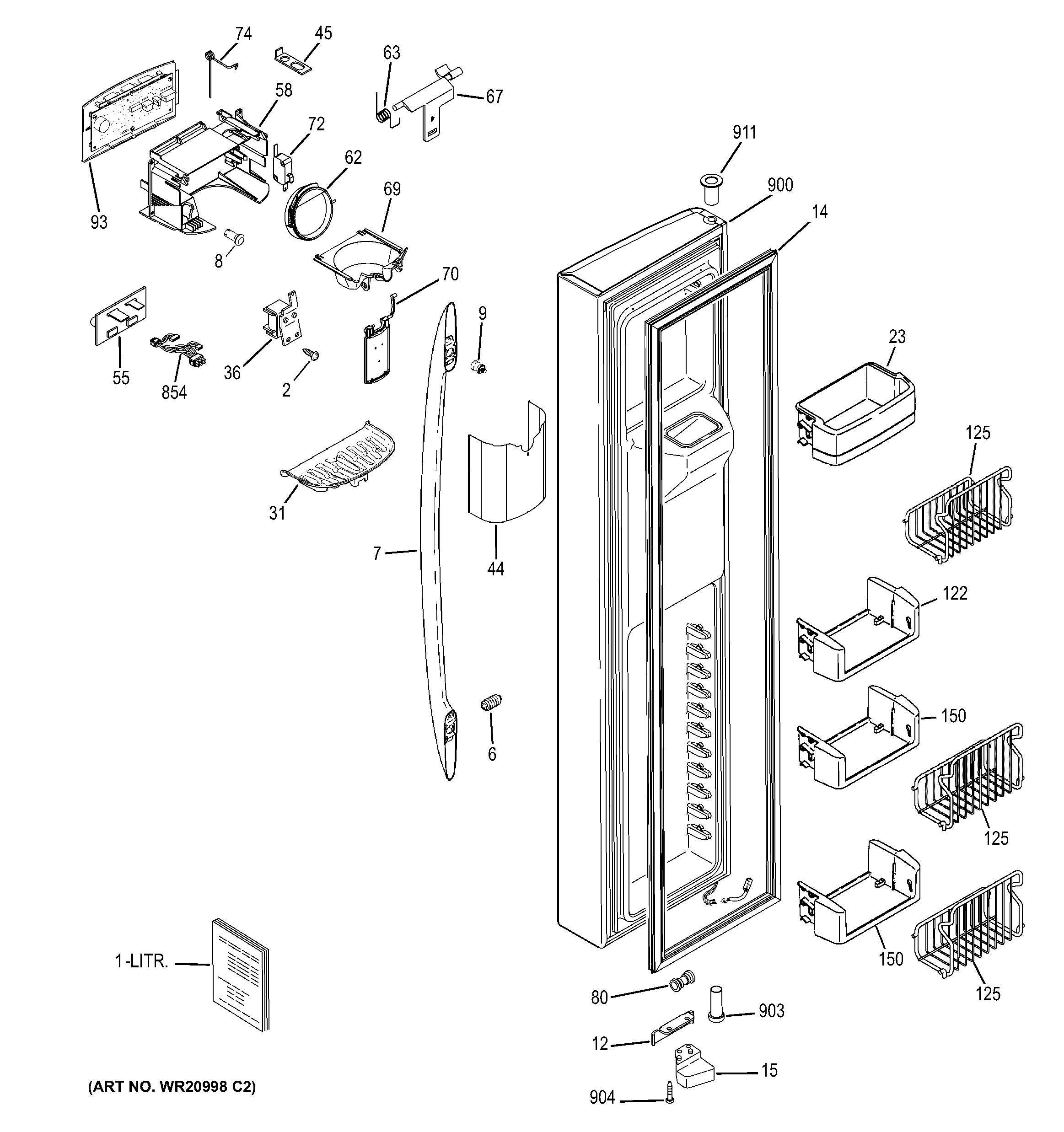 GE GSE30VHBBTSS freezer door diagram