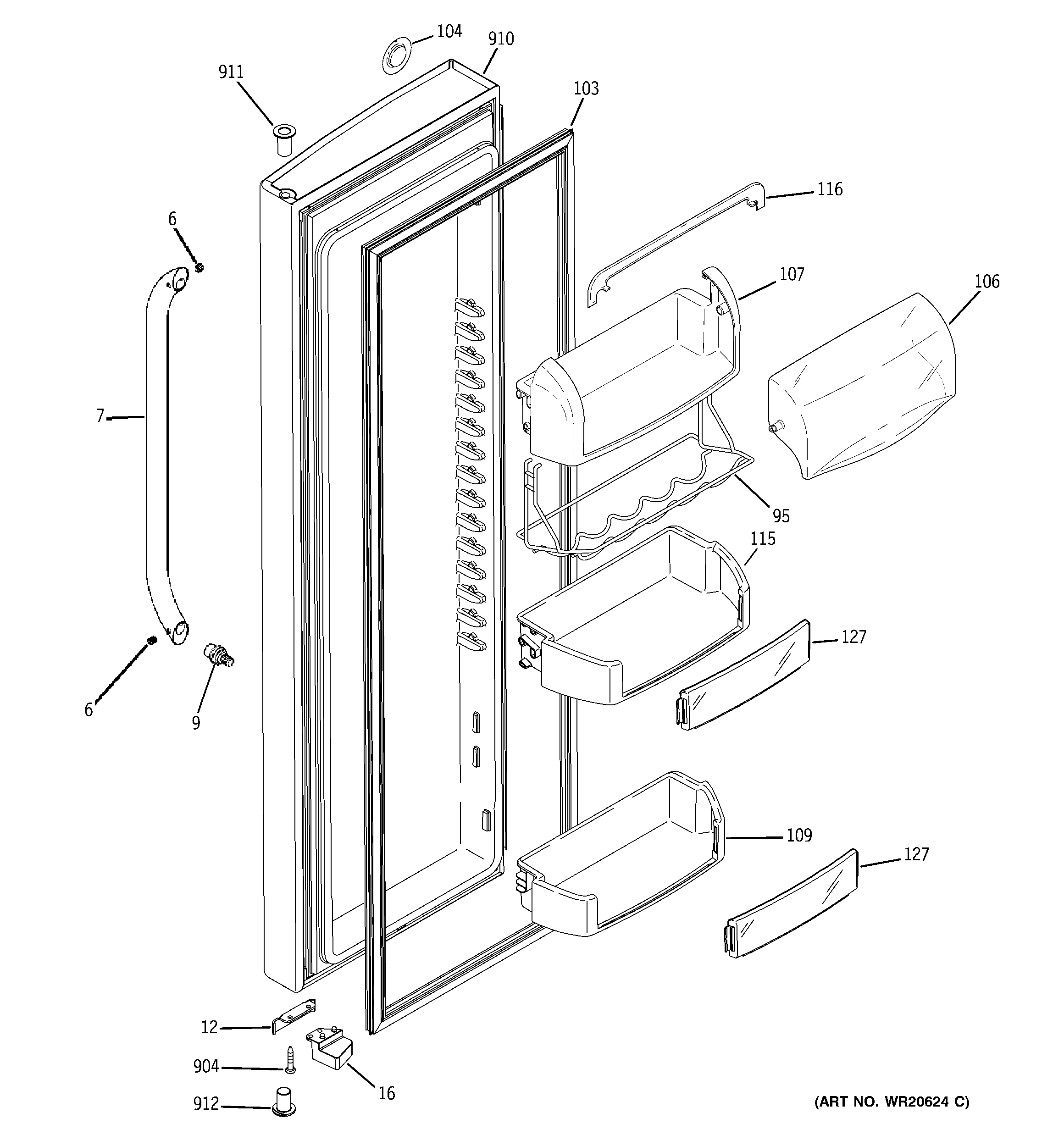 GE GSHS9NGYDCSS fresh food door diagram