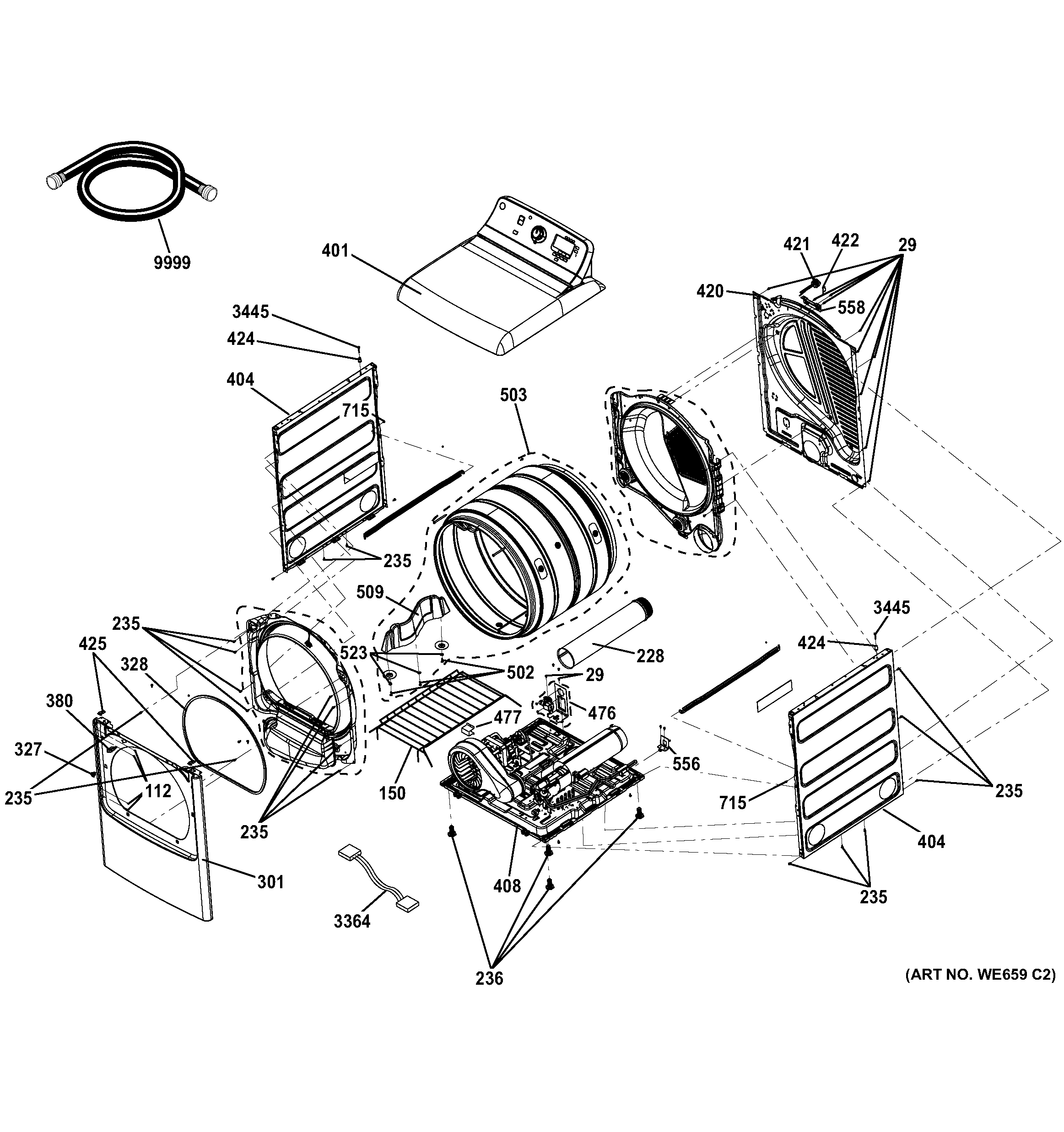 GE GTDS850GD0WS cabinet diagram
