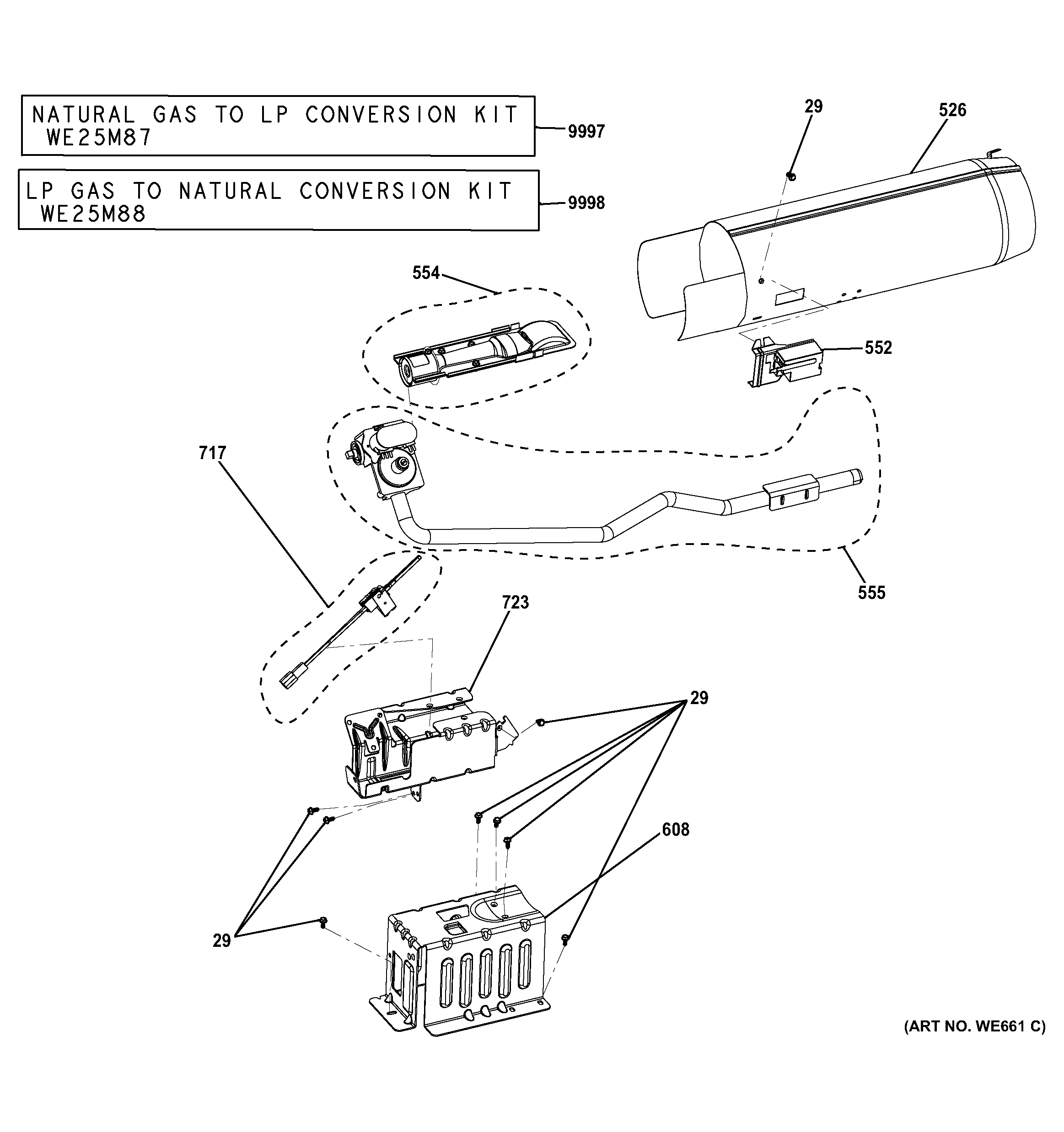 GE GTDS850GD0WS gas valve & burner assembly diagram