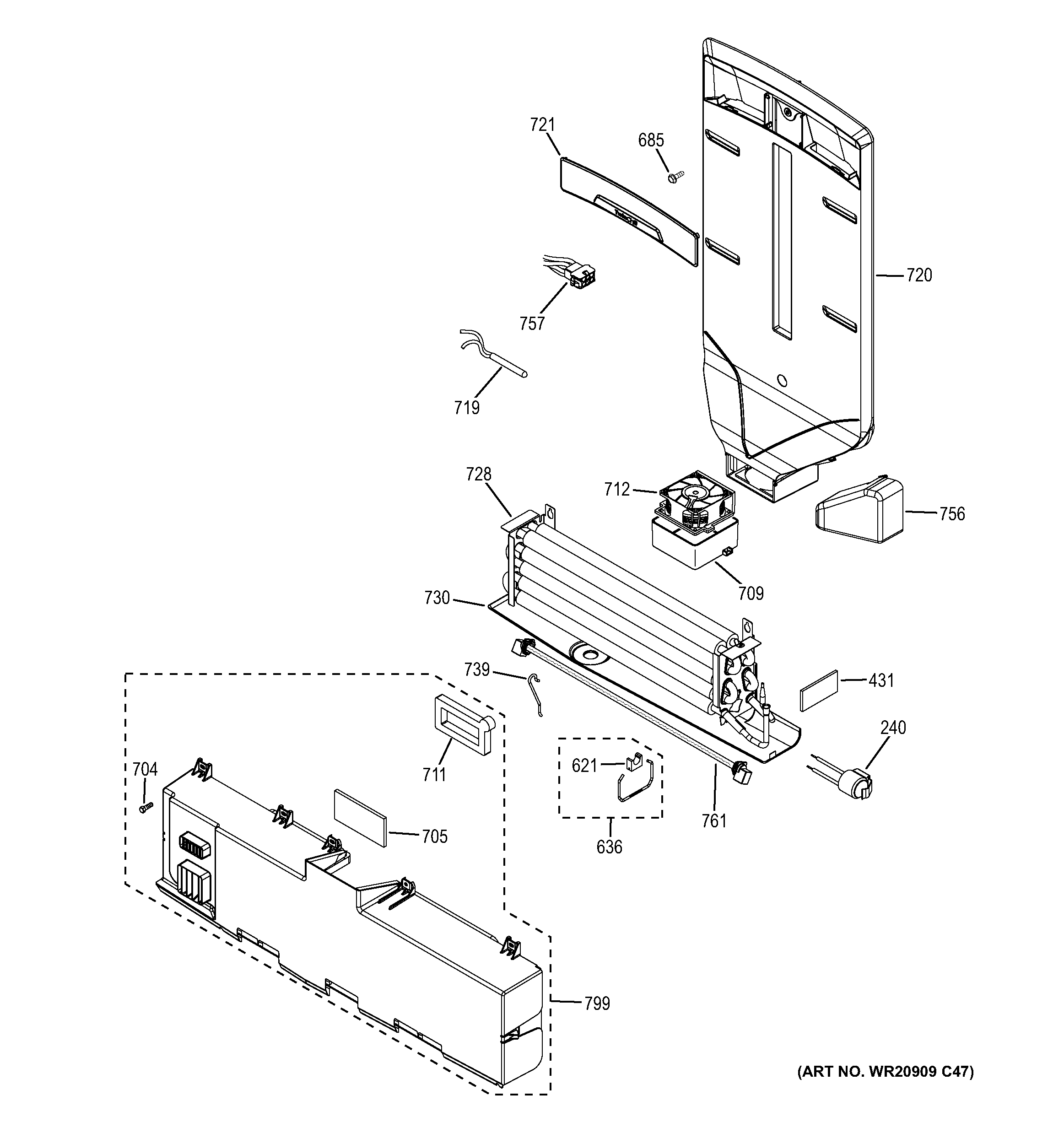 GE GFE27GGDEBB fresh food section diagram