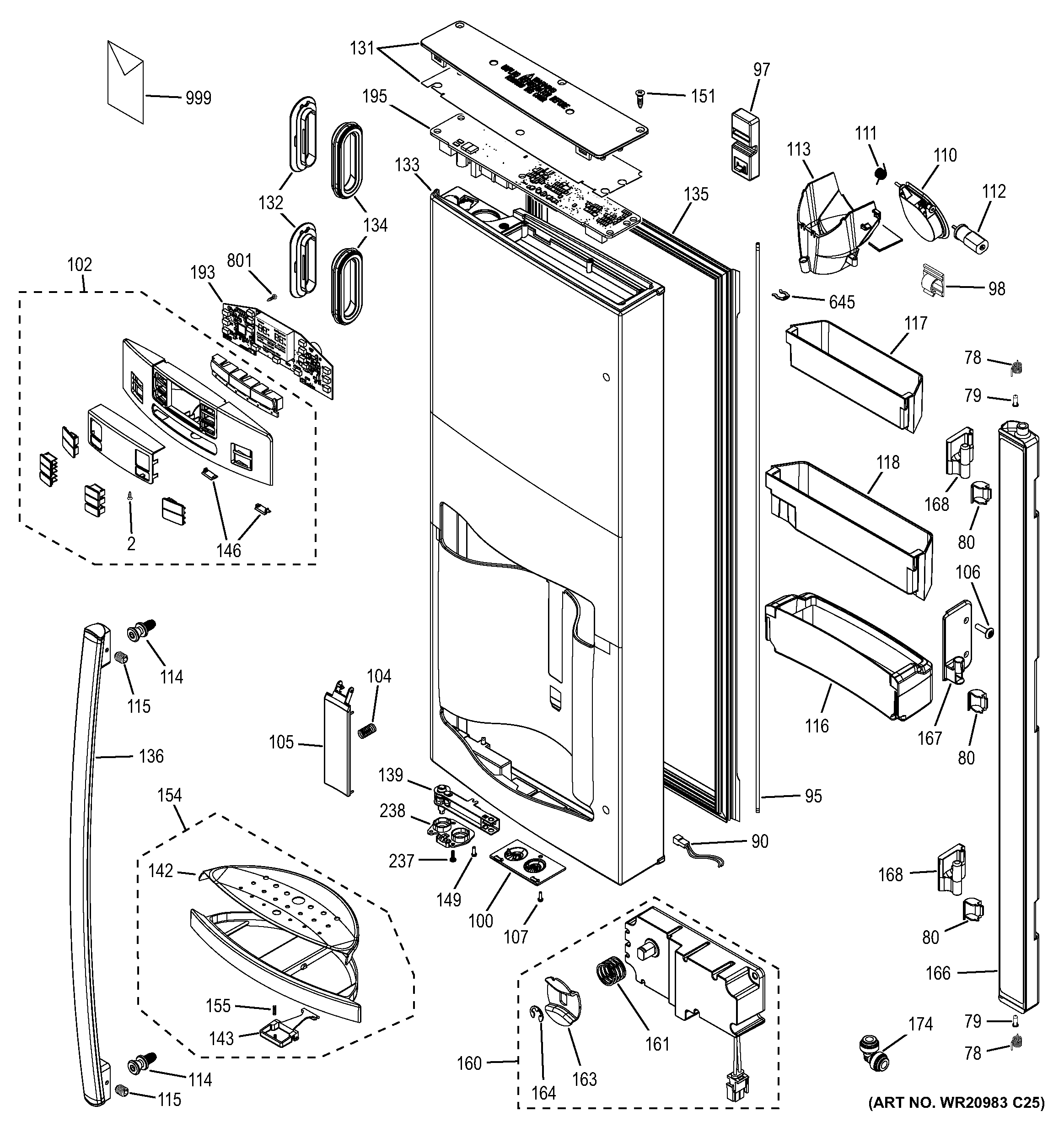 GE DFE29JMDCES dispenser door diagram