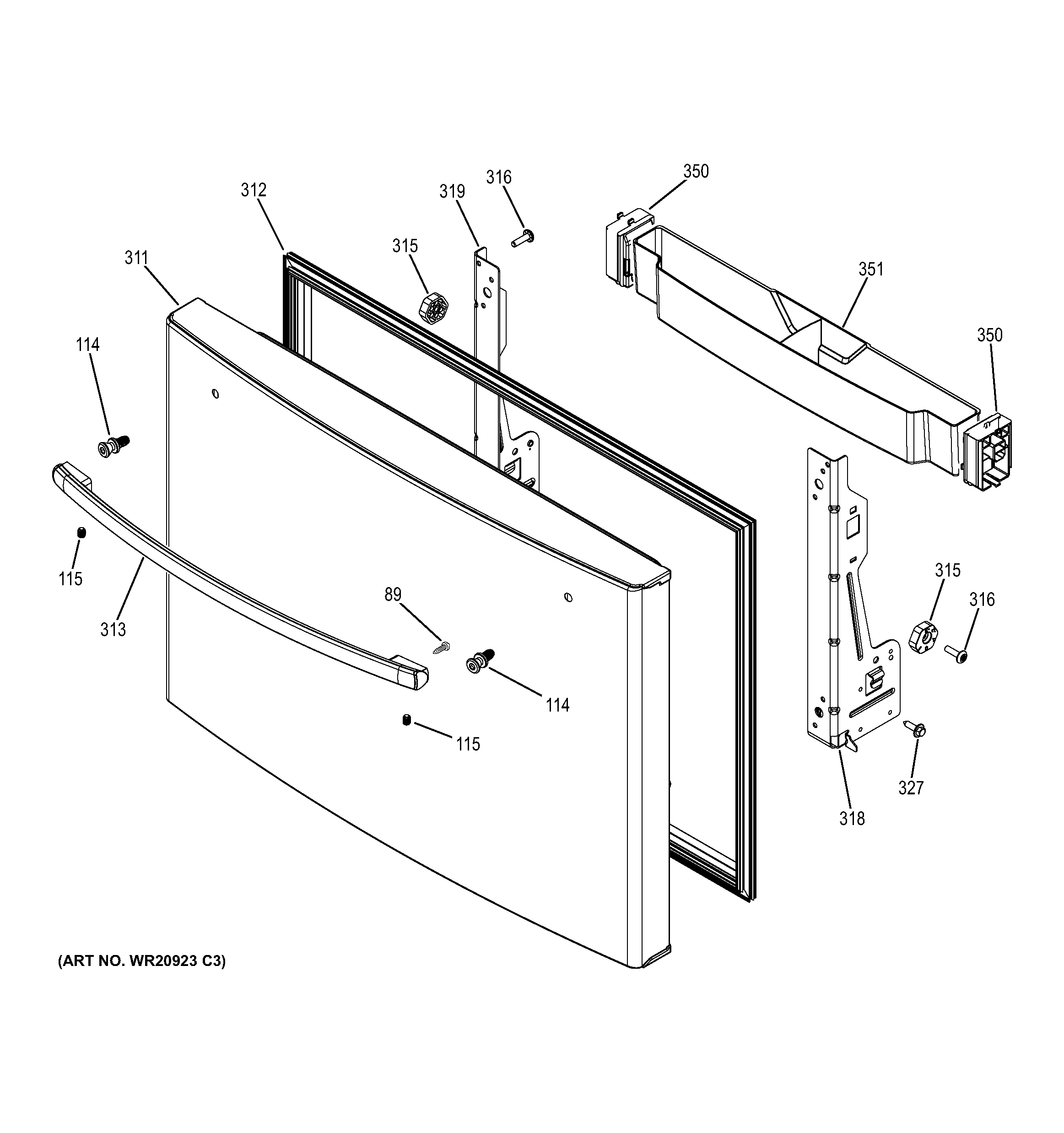 GE GNE26GSDCSS freezer door diagram