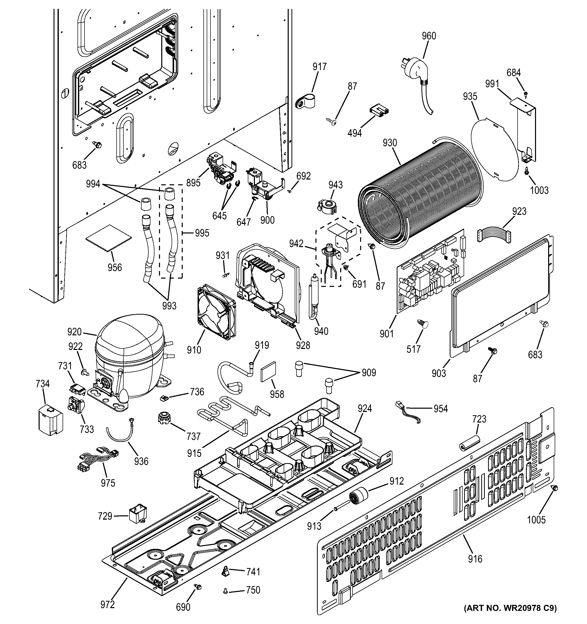 GE GNE26GSDCSS machine compartment diagram