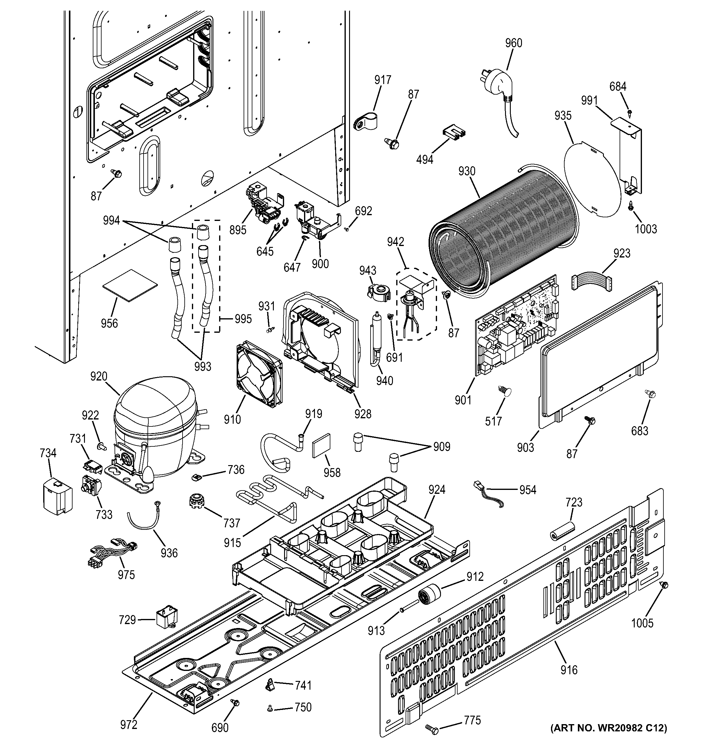 GE DFE29JMDBES machine compartment diagram