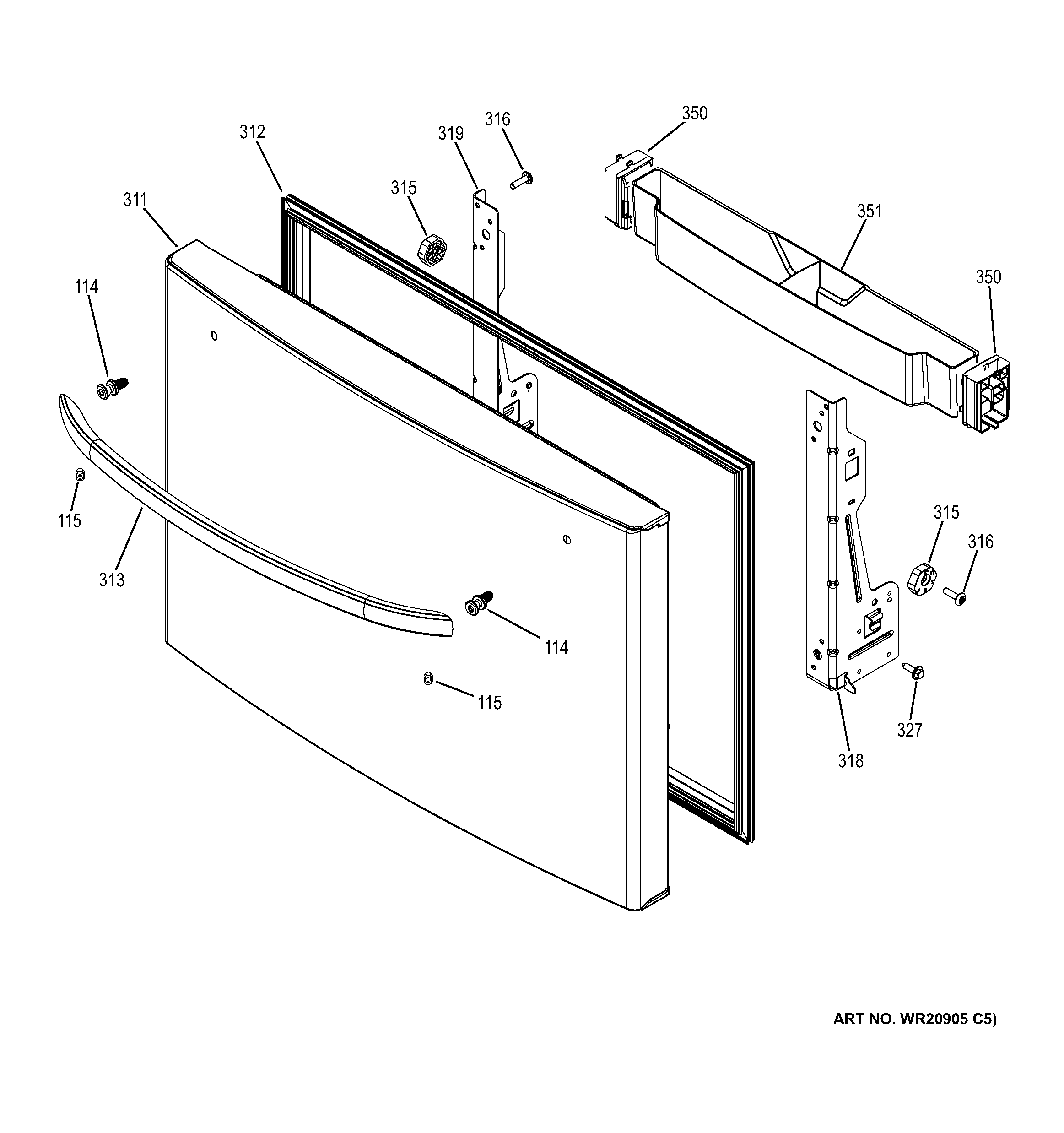 GE DFE29JMDBES freezer door diagram