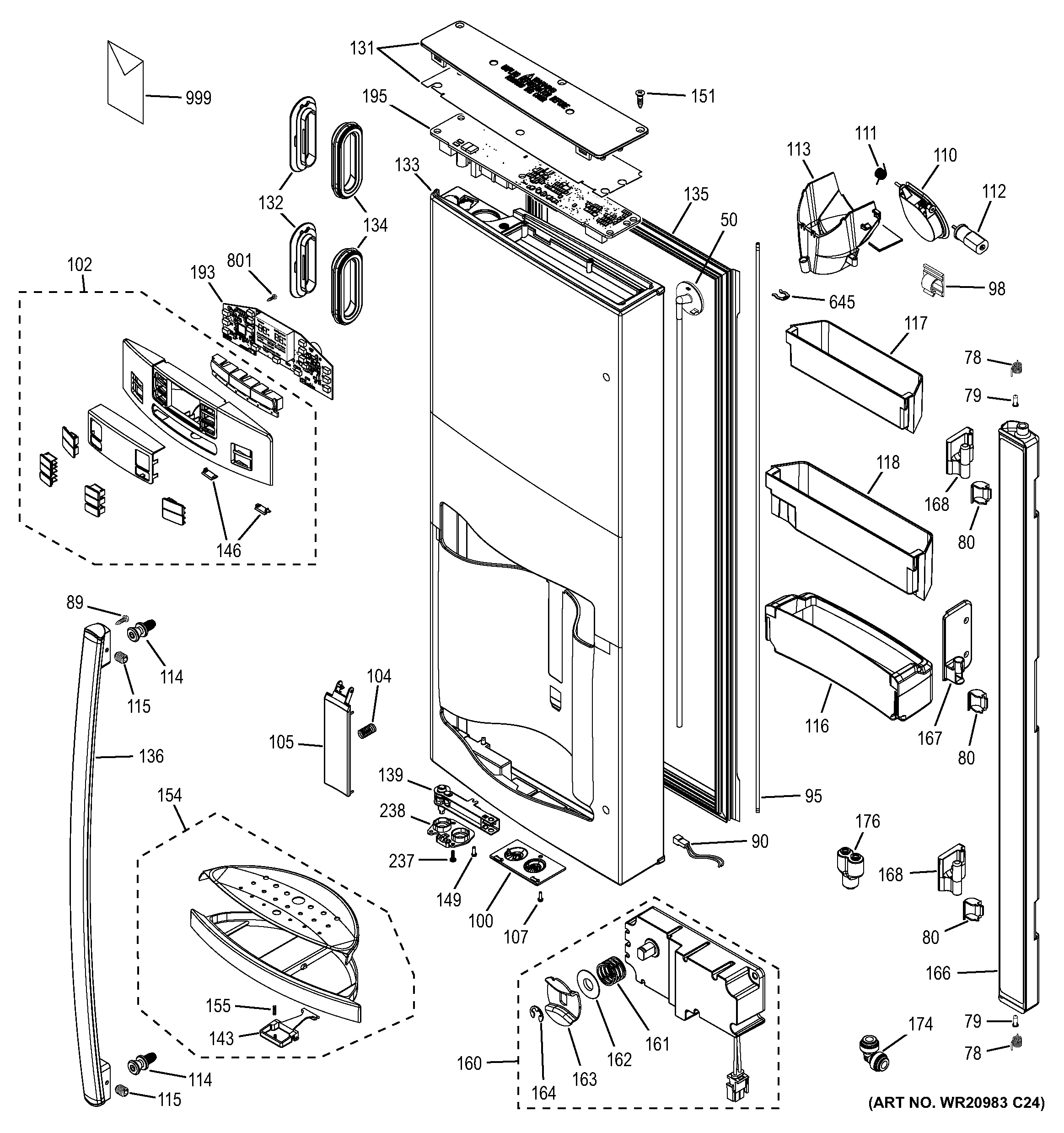 GE DFE29JSDASS dispenser door diagram