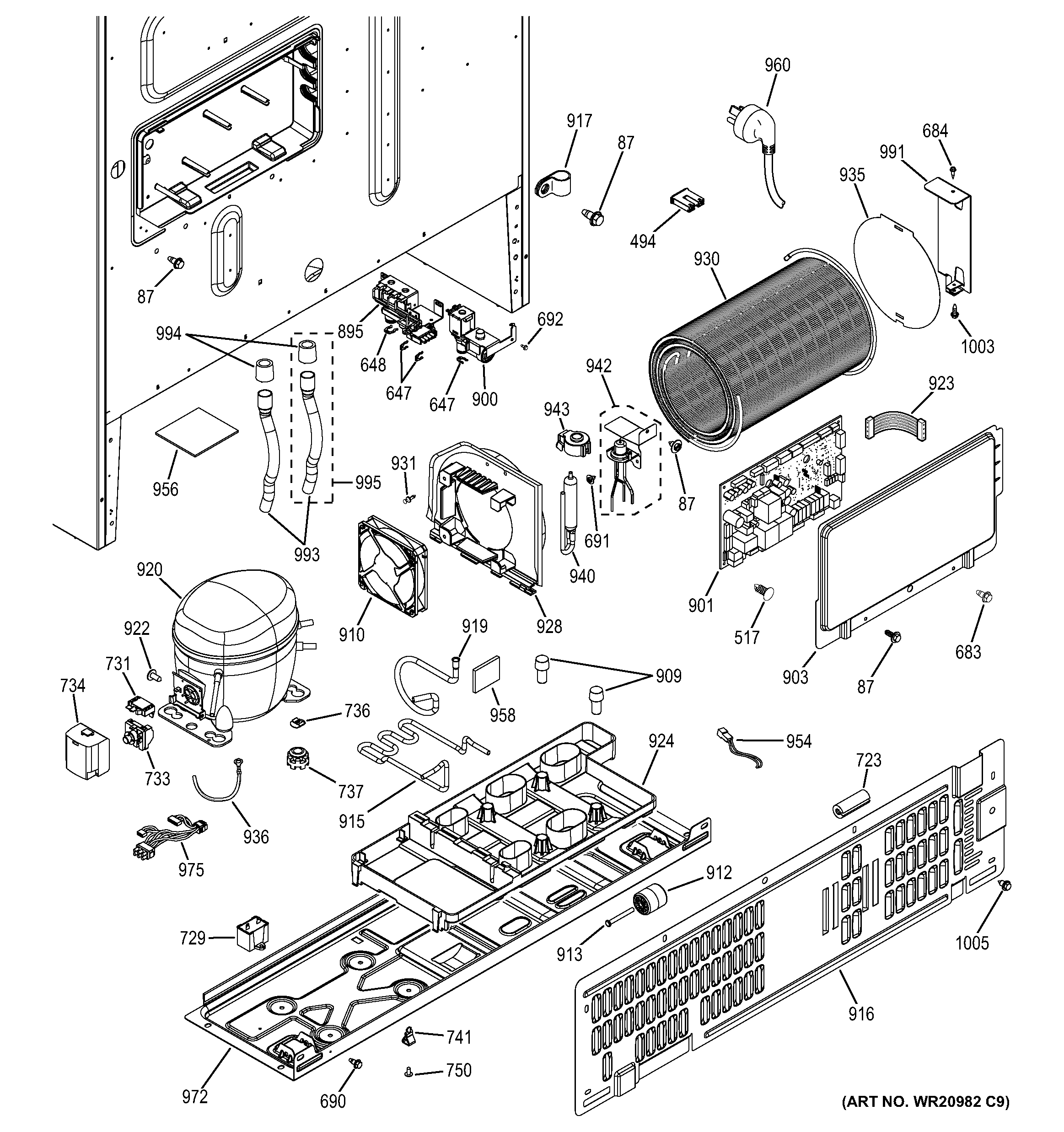 GE DFE29JSDBSS machine compartment diagram
