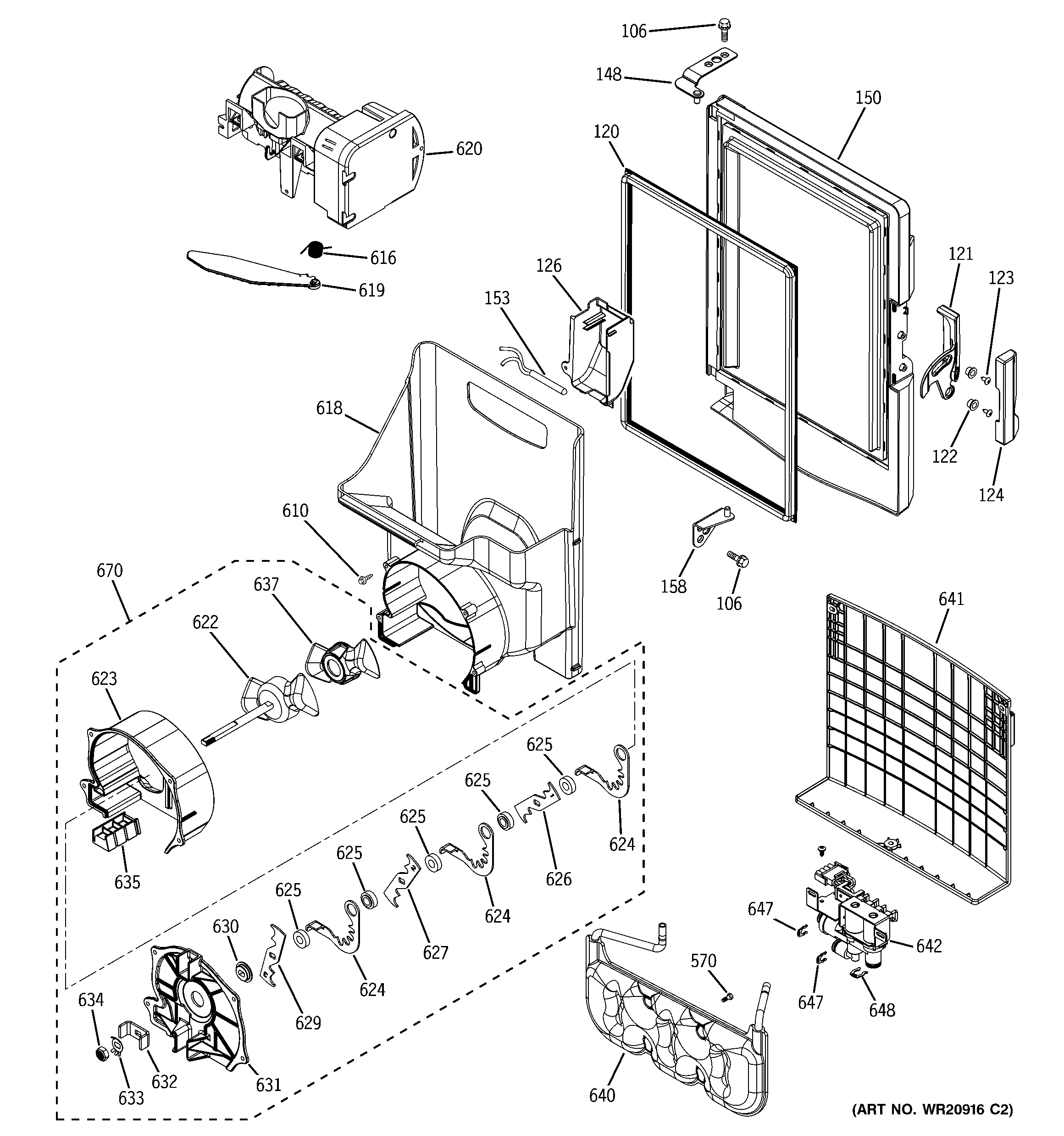 GE GFE29HGDABB ice maker & dispenser diagram