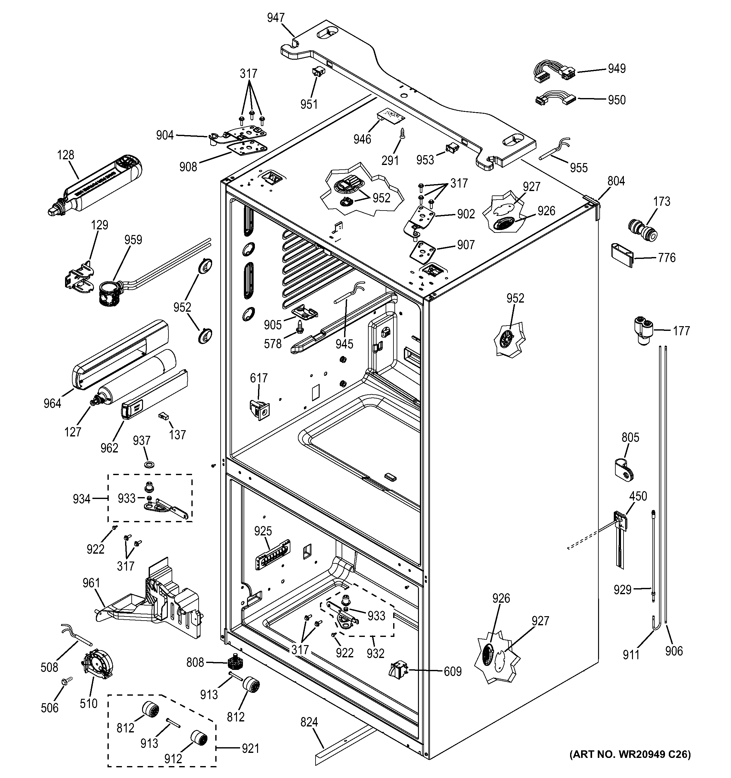GE GFE29HGDABB case parts diagram