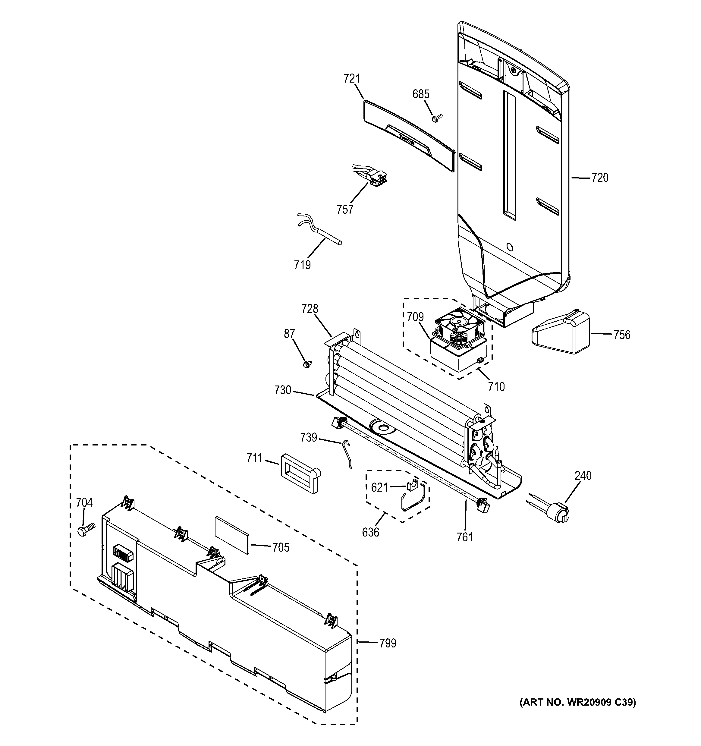 GE PFE27KSDBSS fresh food section diagram